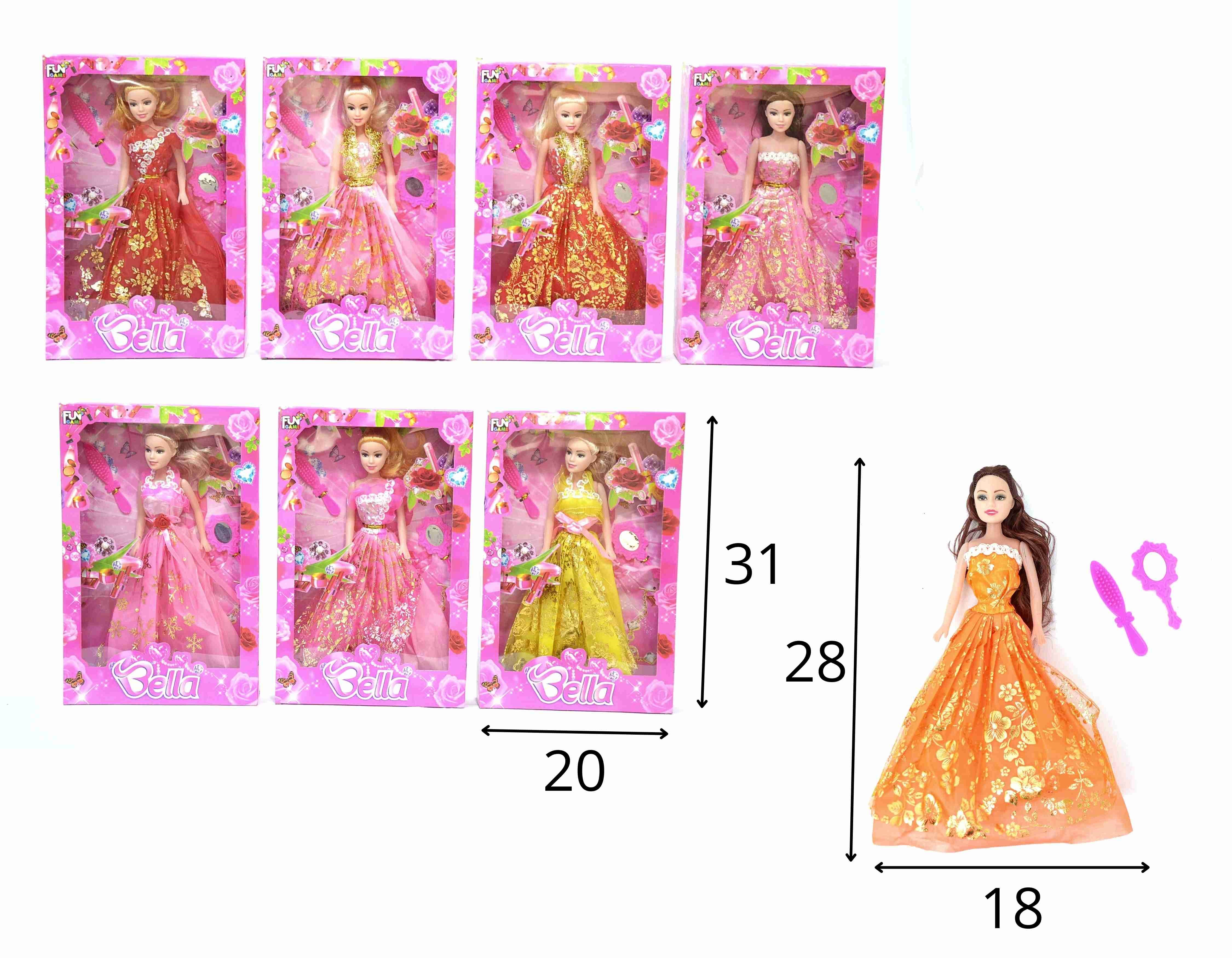 C - BONECA BELLA COM ACESSÓRIOS E VESTIDOS VARIADOS 