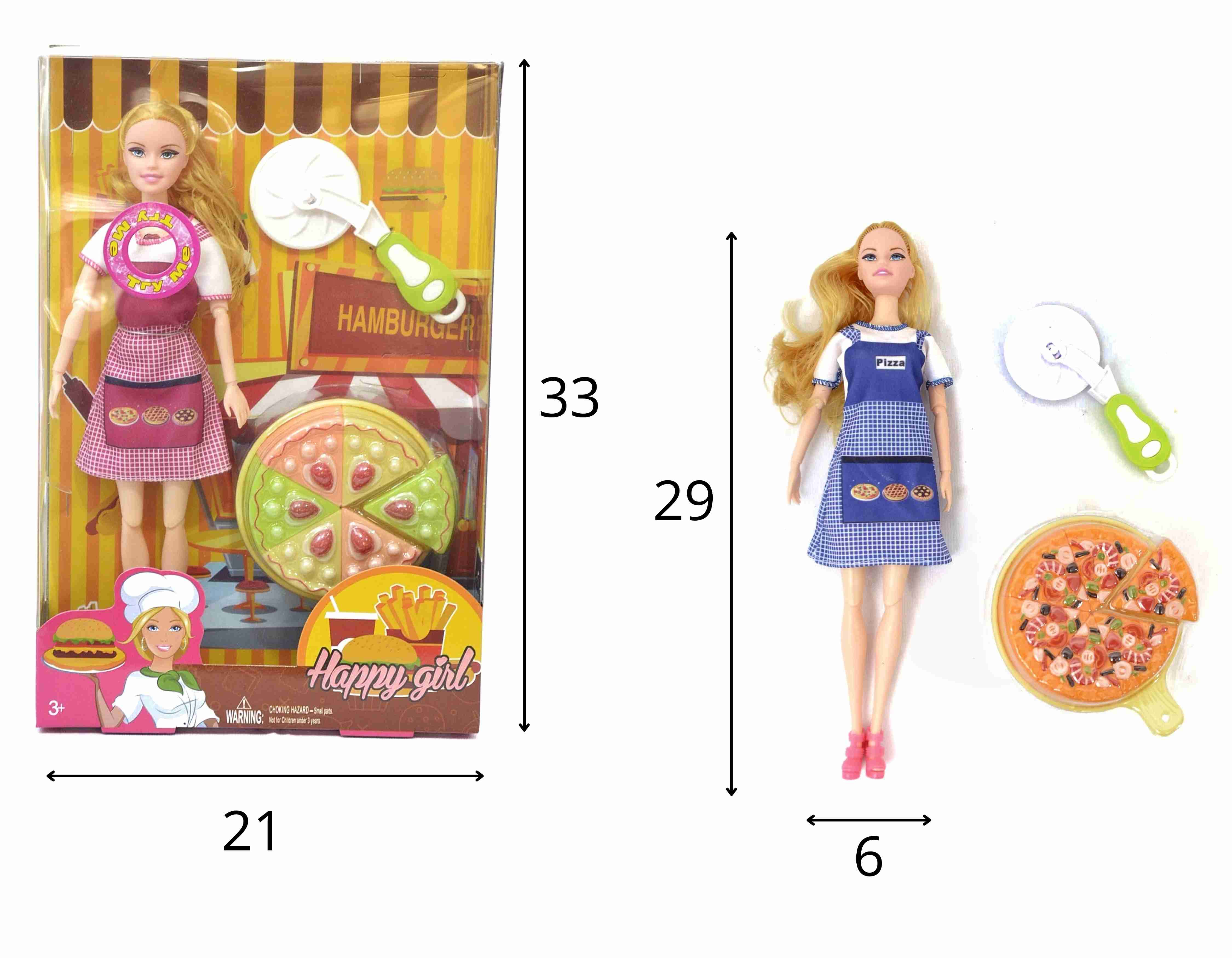 C - BONECA LORLIAN PIZZAIOLA ARTICULADA COM SOM, LUZ E ACESSÓRIOS 