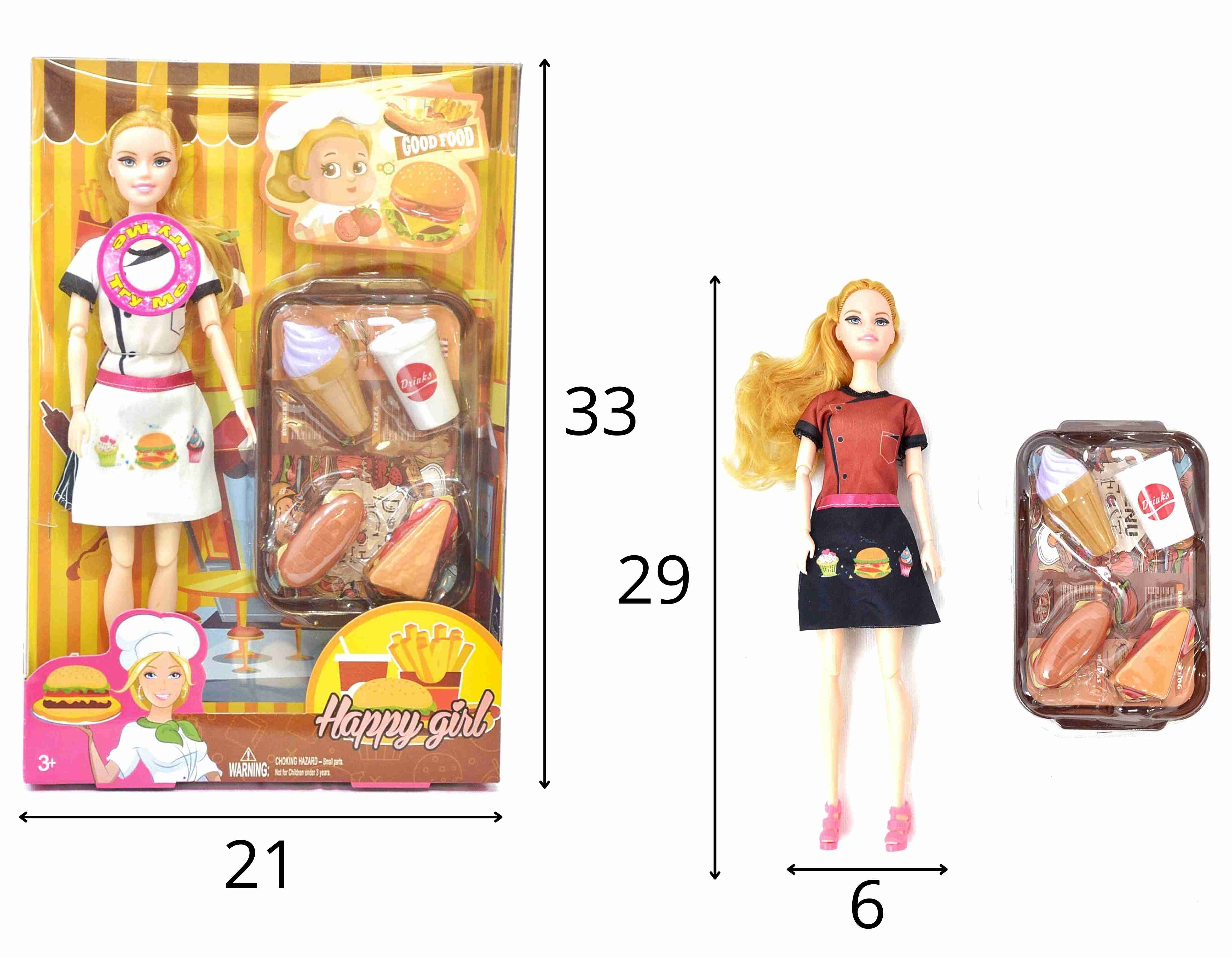C - BONECA LORLIAN HAMBURGUERIA ARTICULADA COM SOM, LUZ E ACESSÓRIOS 