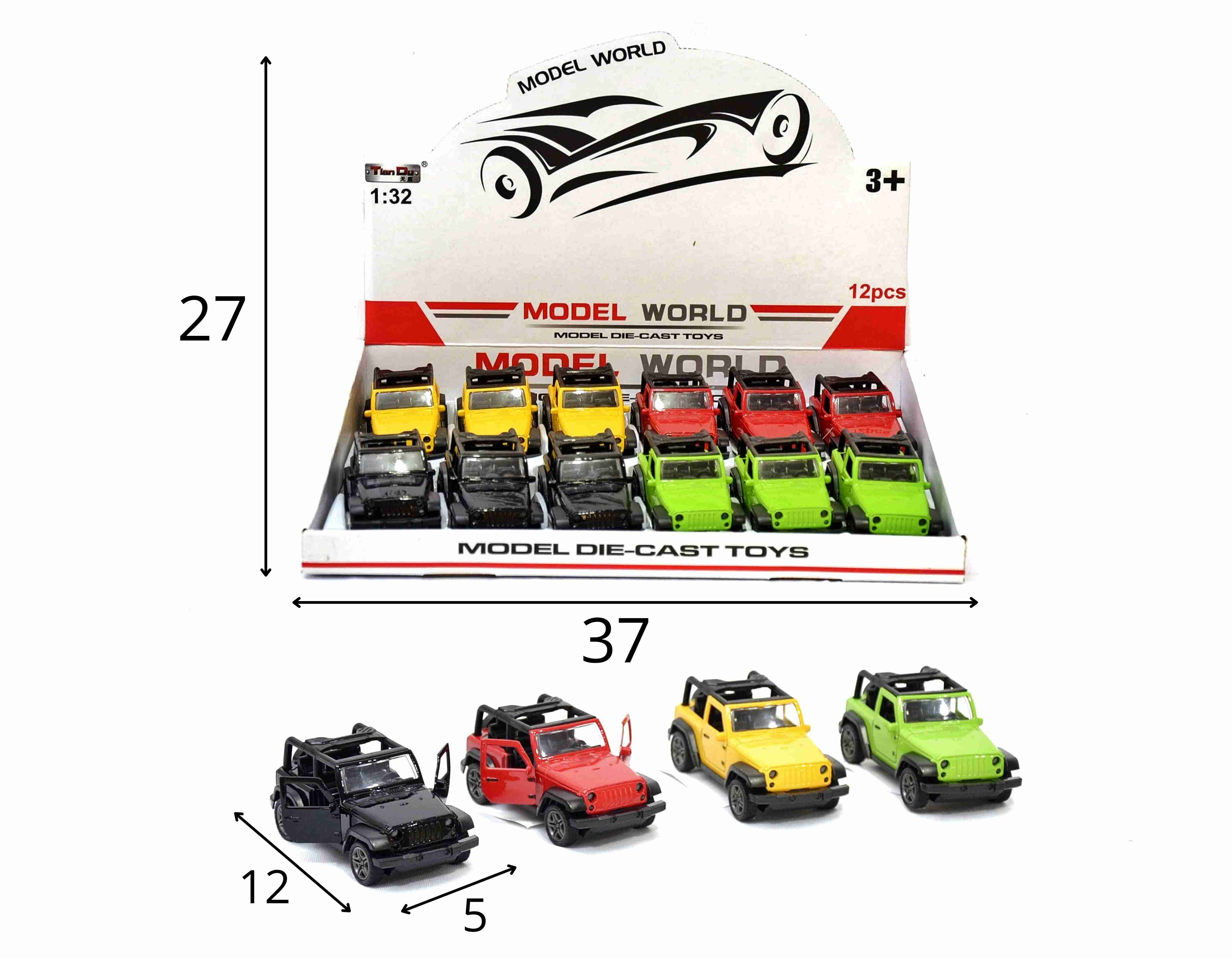 C - KIT COLEÇÃO JEEP DE METAL COM CORES VARIADAS NO DISPLAY C/ 12 PEÇAS A FRICÇÃO (CAIXA FECHADA R$ 22,90 + FT -> 24 PEÇAS) 