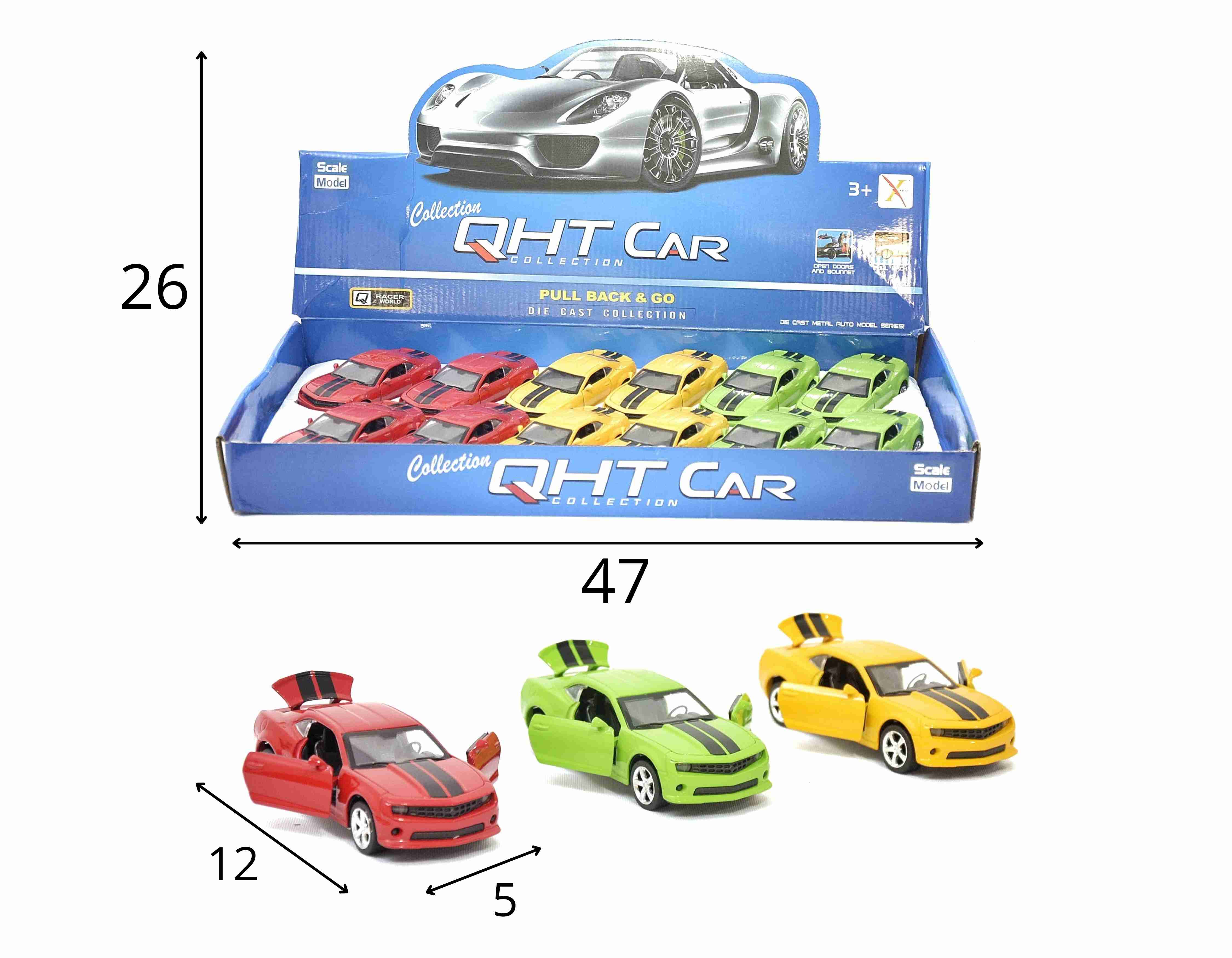 C - KIT COLEÇÃO CAMARO DE FERRO NO DISPLAY C/ 12 PEÇAS E CORES VARIADAS