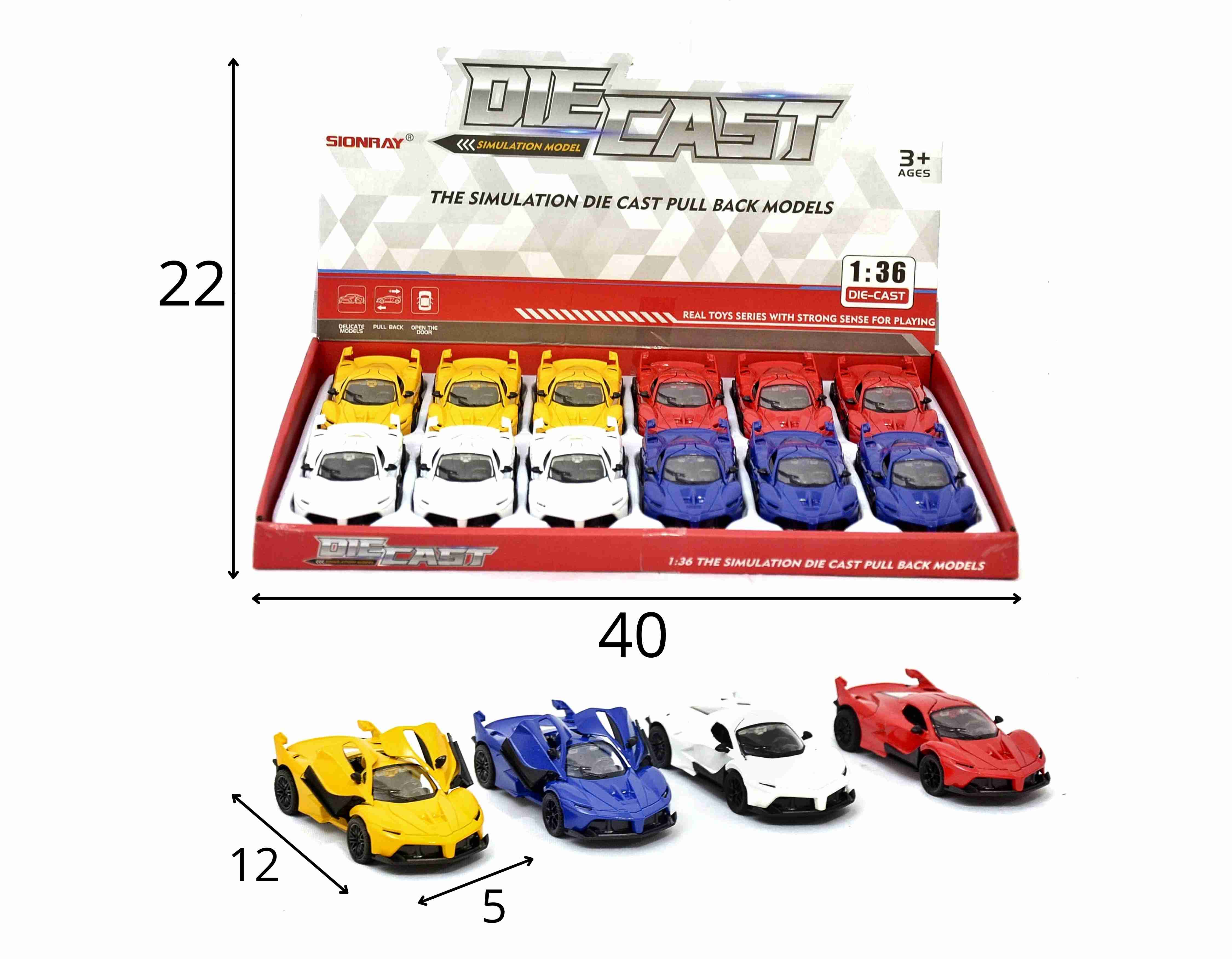 C - KIT COLEÇÃO FERRARI DE METAL A FRICCAO NO DISPLAY C/ 12 PEÇAS 