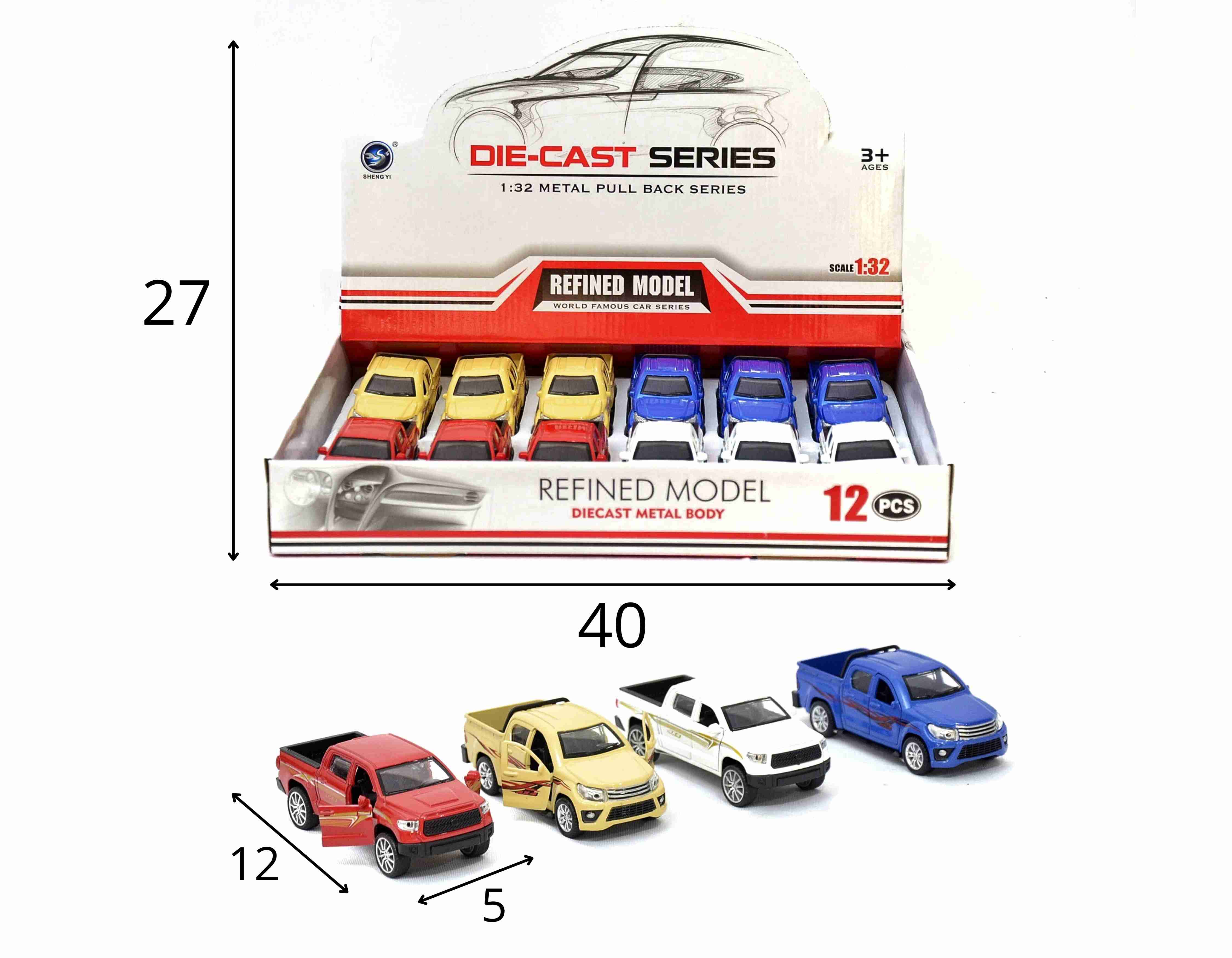 C - KIT COLEÇÃO PICK UP CABINE DUPLA NO DISPLAY C/ 12 PEÇAS A FRICÇÃO 