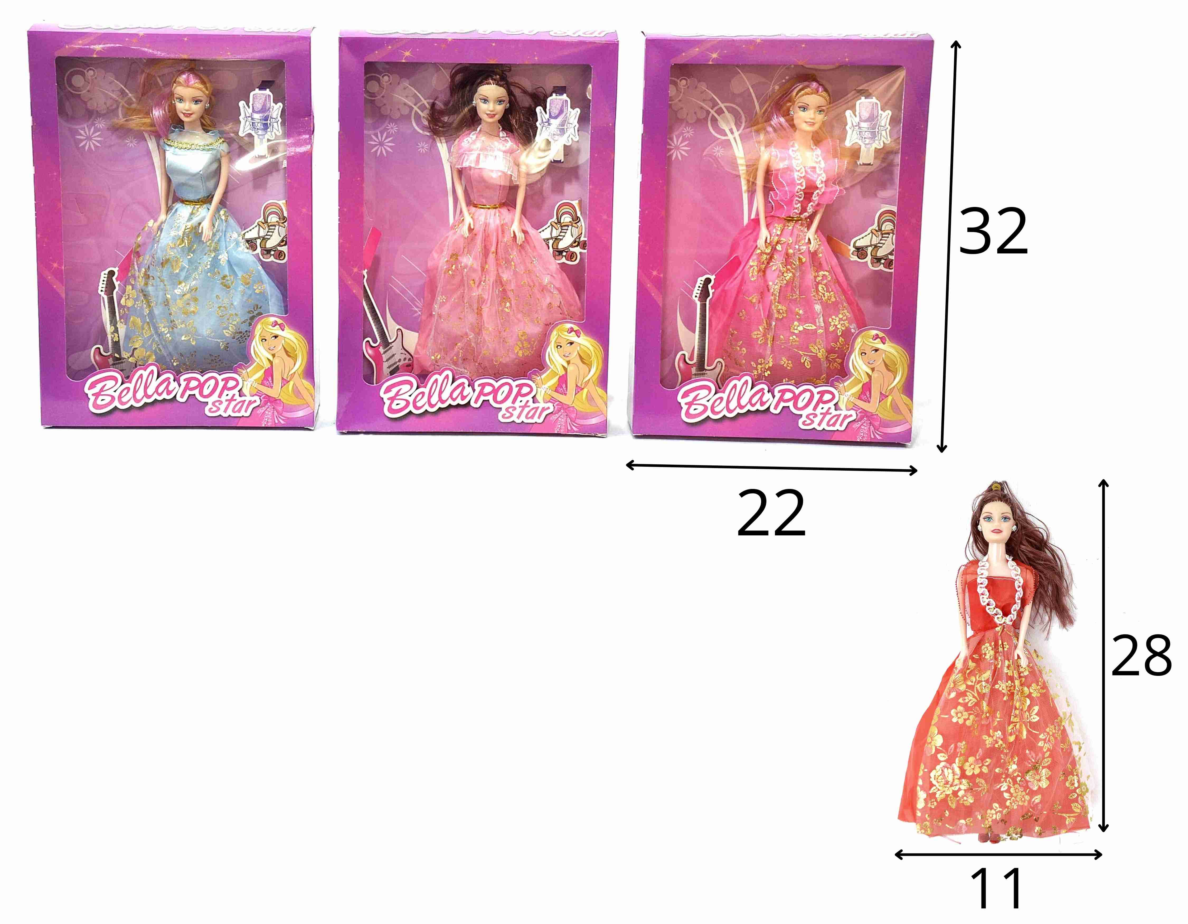 C - BONECA BELLA POP STAR COM VESTIDOS VARIADOS(CAIXA FECHADA R$ 14,90 + FT -> 24 PEÇAS) 