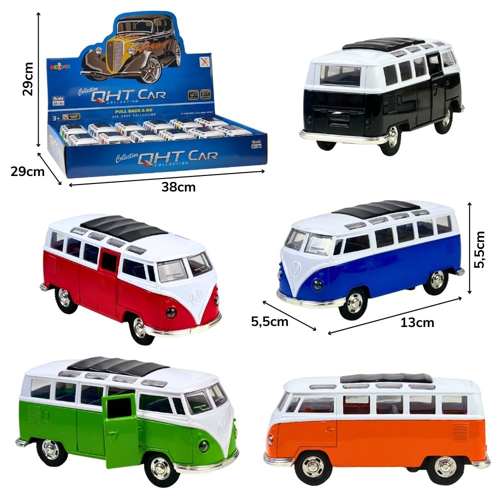 C - KIT COLEÇÃO KOMBI A FRICCAO NO DISPLAY C/ 12 PEÇAS 