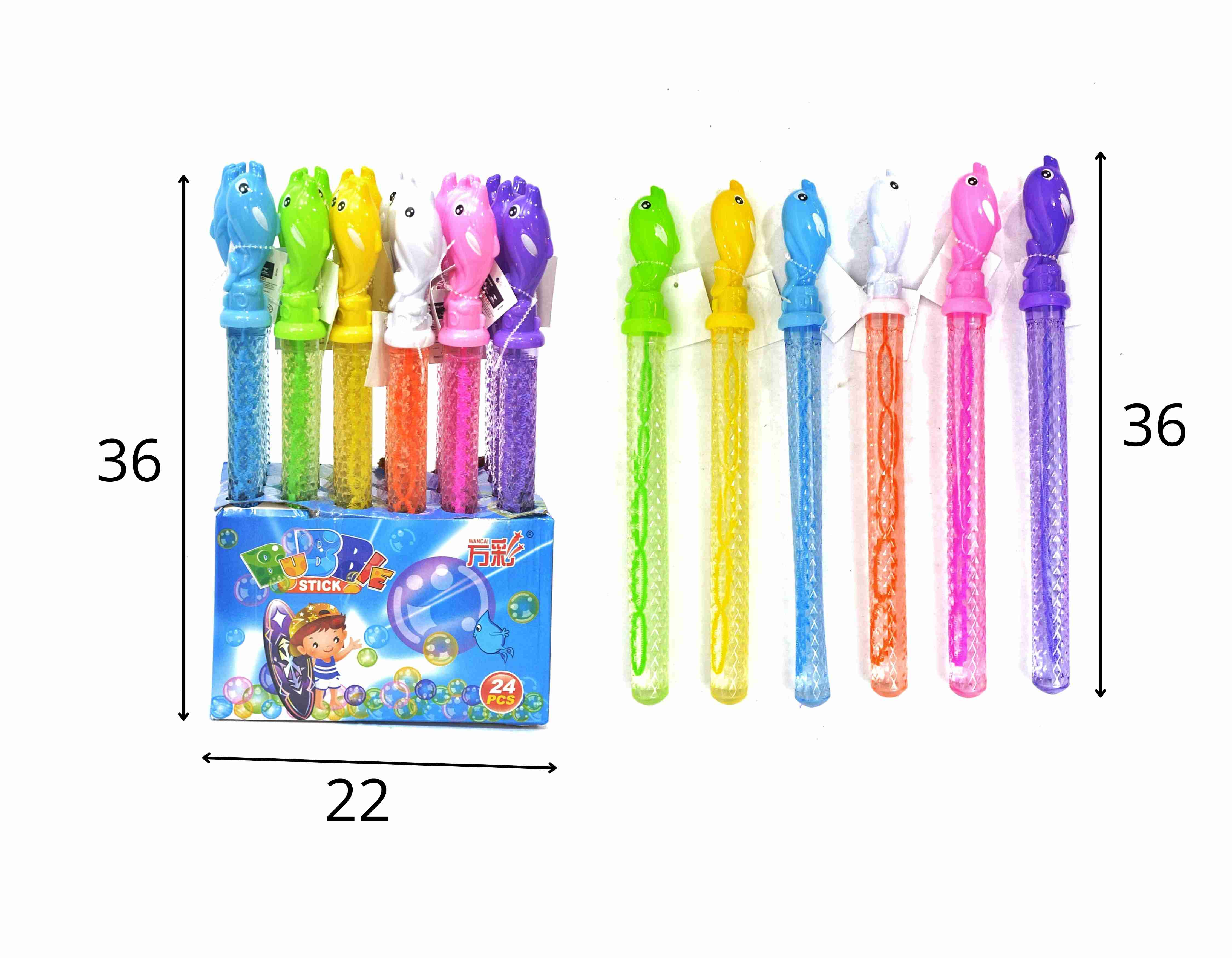 B - BASTÃO LANÇA BOLHAS DE SABÃO ANIMAIS MARINHOS NO DISPLAY COM 24 PEÇAS E CORES VARIADAS 