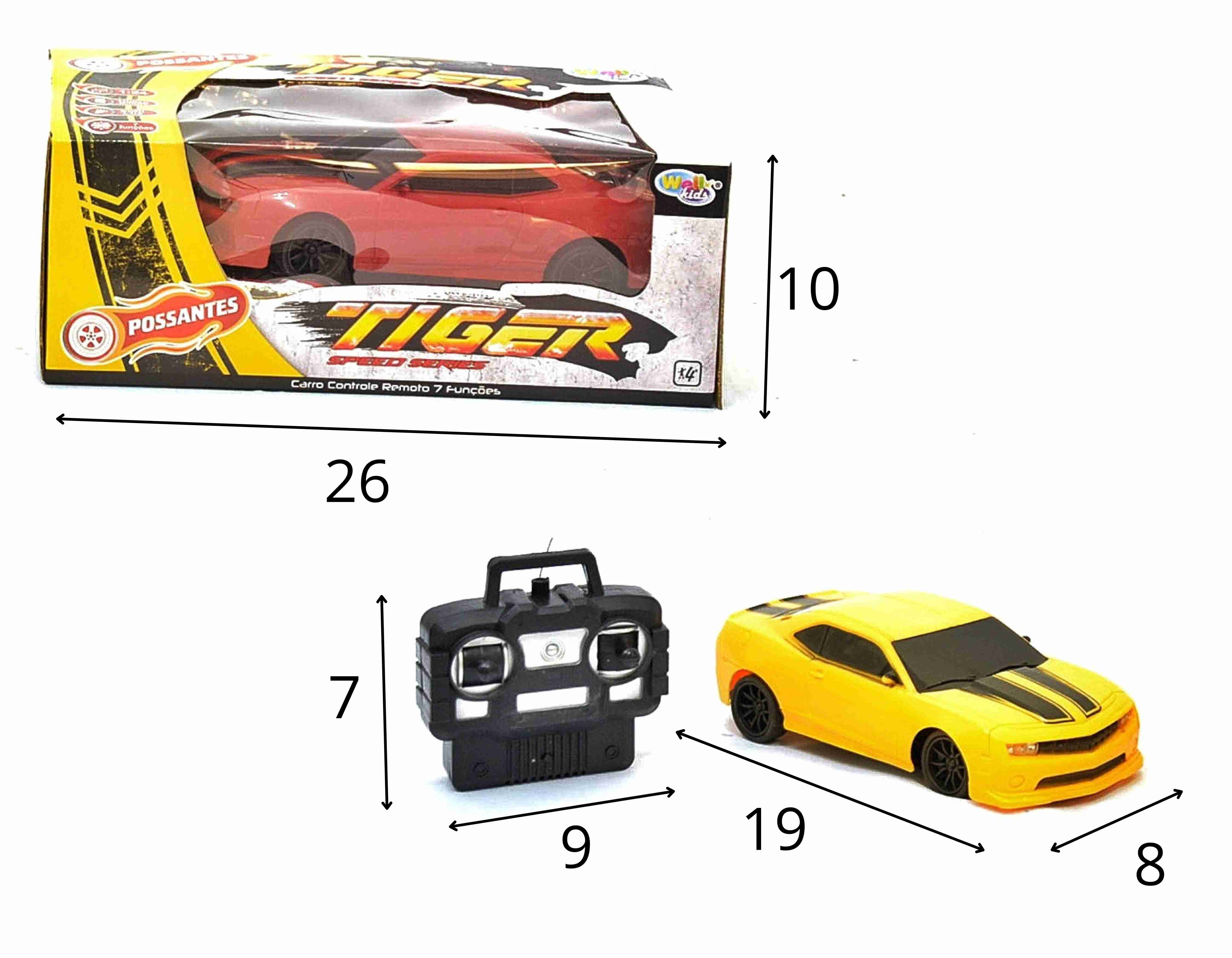 F - CARRO DE CONTROLE TOTAL TIGER CAMARO, COM LUZ NOS FARÓIS 