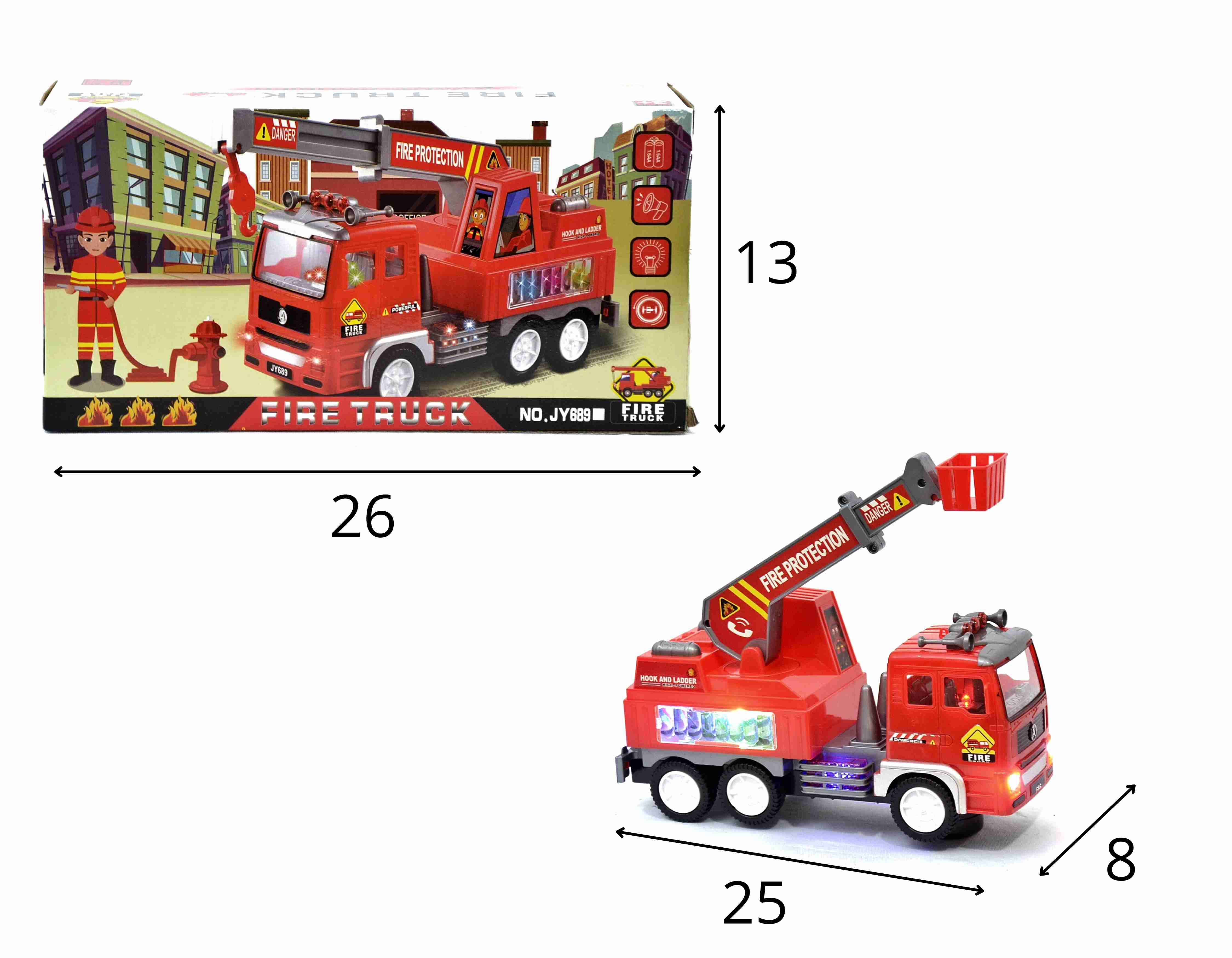 D - CAMINHAO BOMBEIRO FIRE TRUCK Á PILHA COM SOM E ILUMINACAO