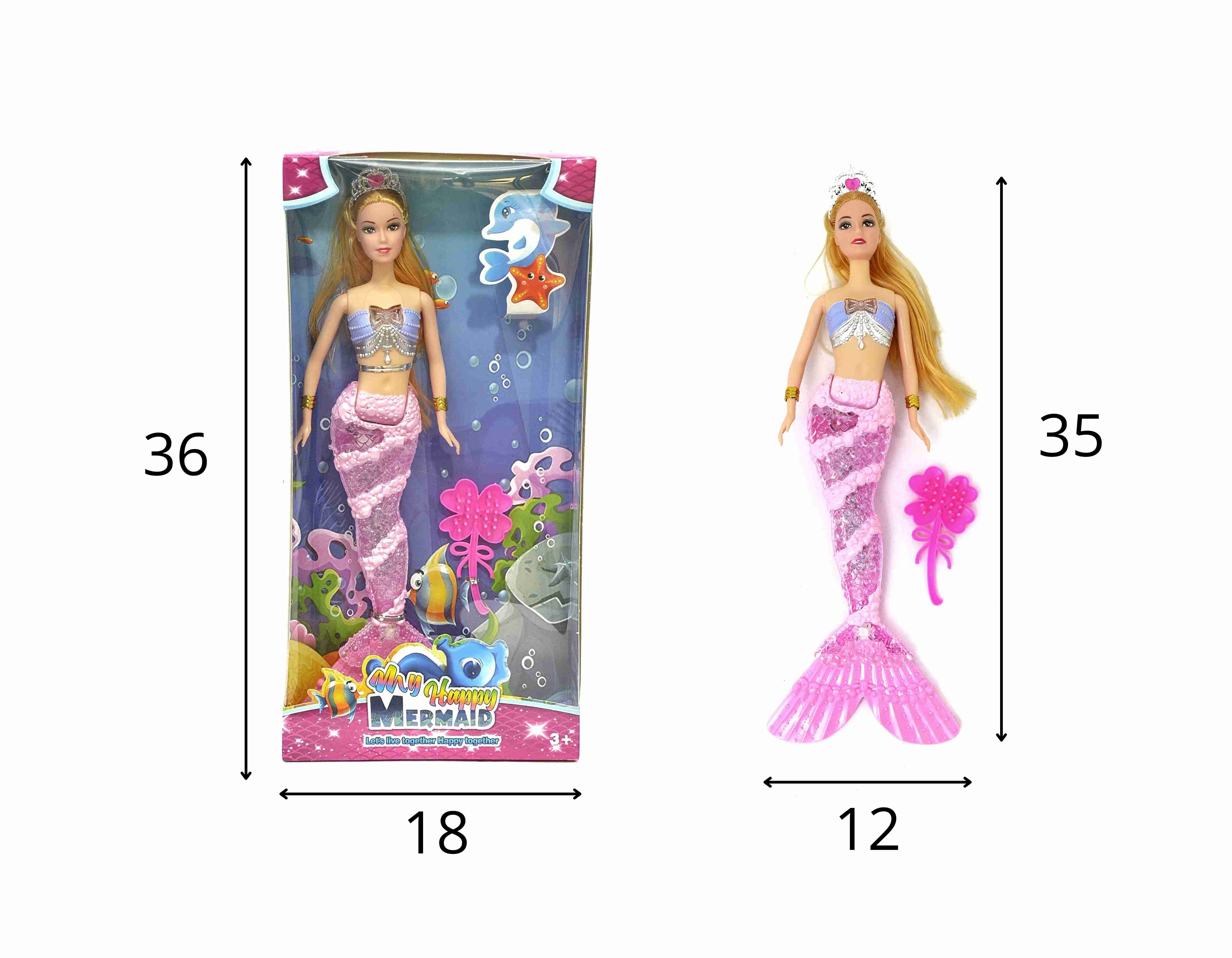 C - BONECA SEREIA NA CAIXA COM SOM E ILUMINAÇÃO E ACESSORIOS