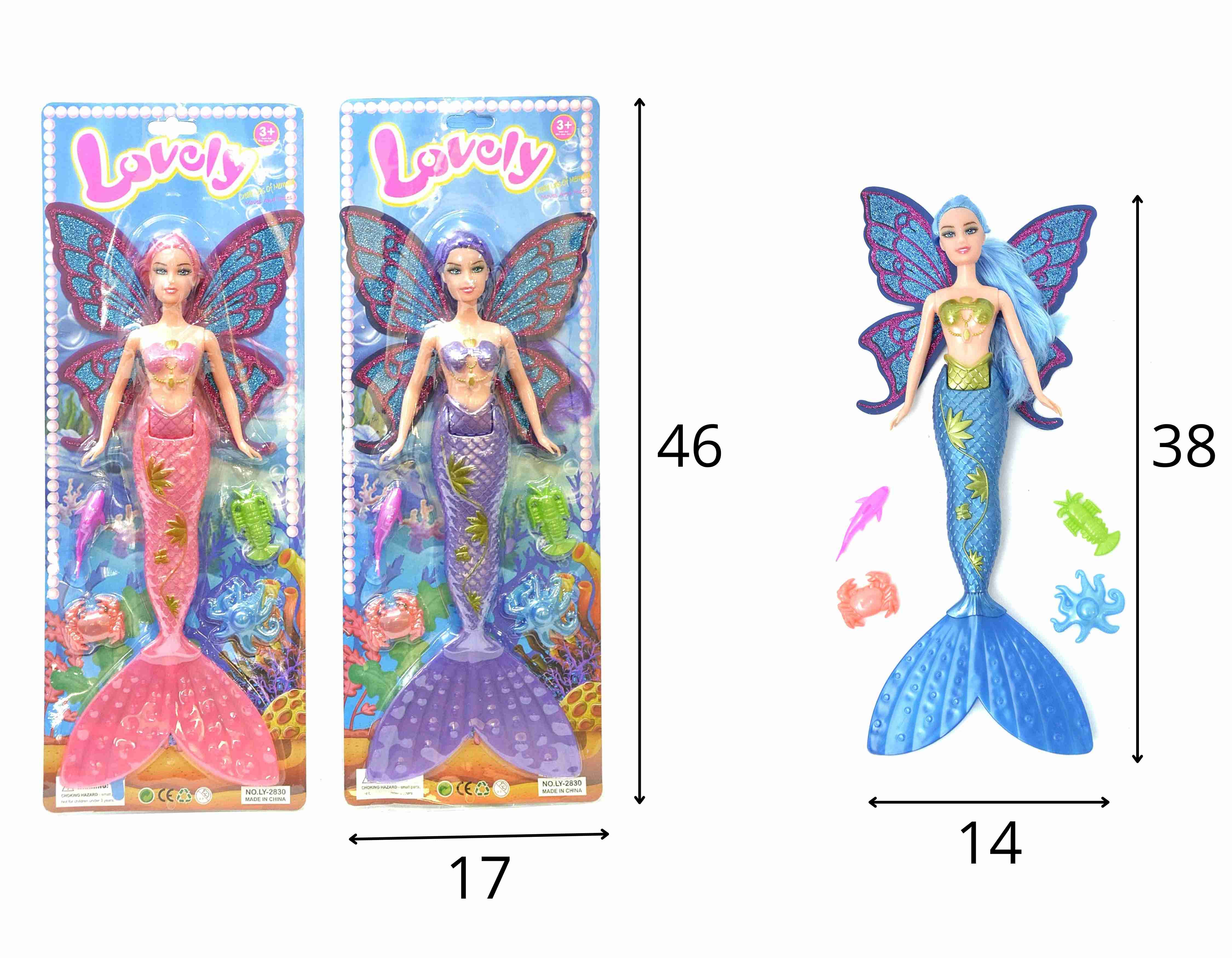 C - BONECA SEREIA COM ASAS E ACESSÓRIOS COM CORES VARIADAS (GRANDE) 