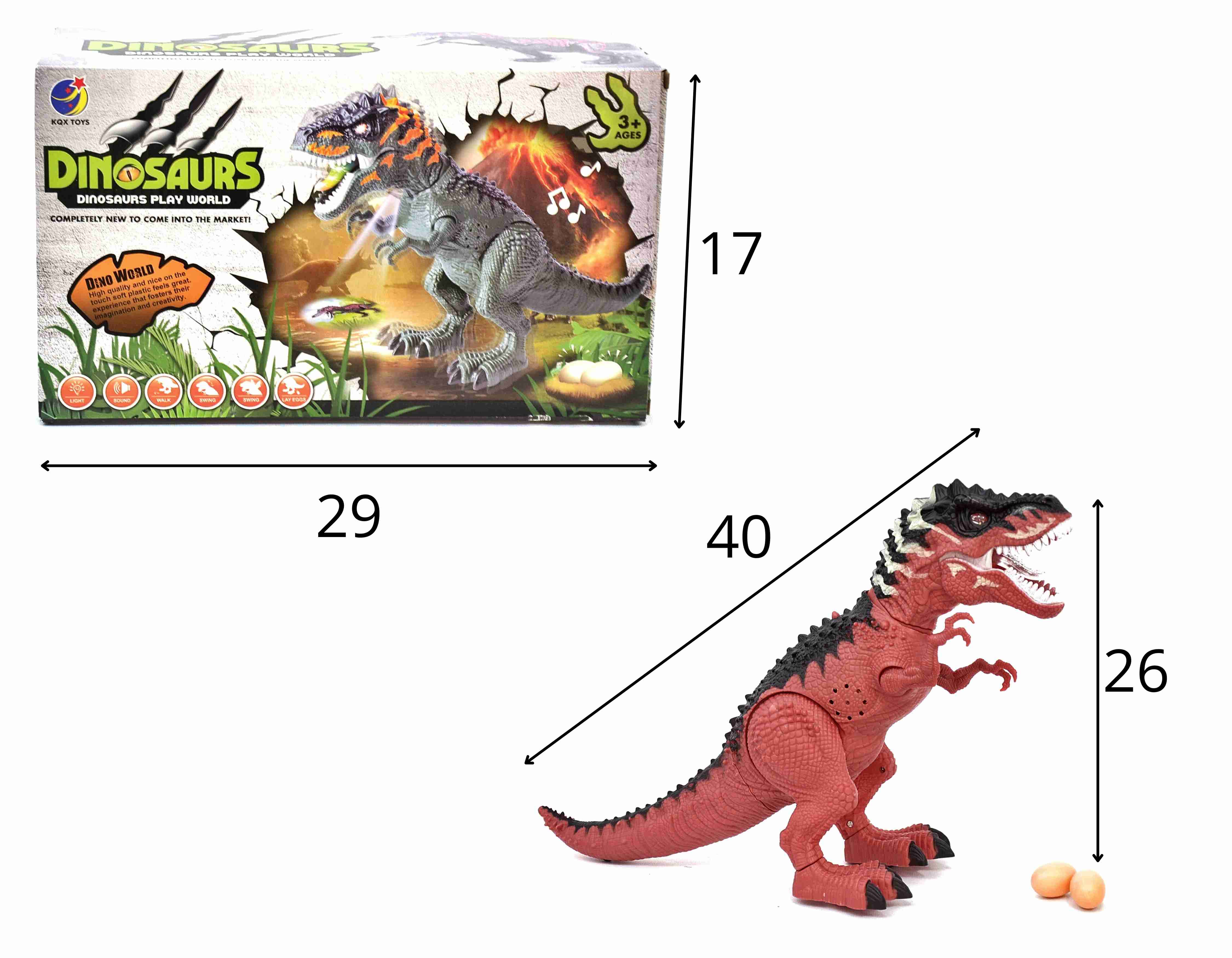 D - DINOSSAURO TIRANOSSAURO REX Á PILHA C/ SOM E ILUMINAÇÃO BOTA OVO E PROJETA IMAGEM 