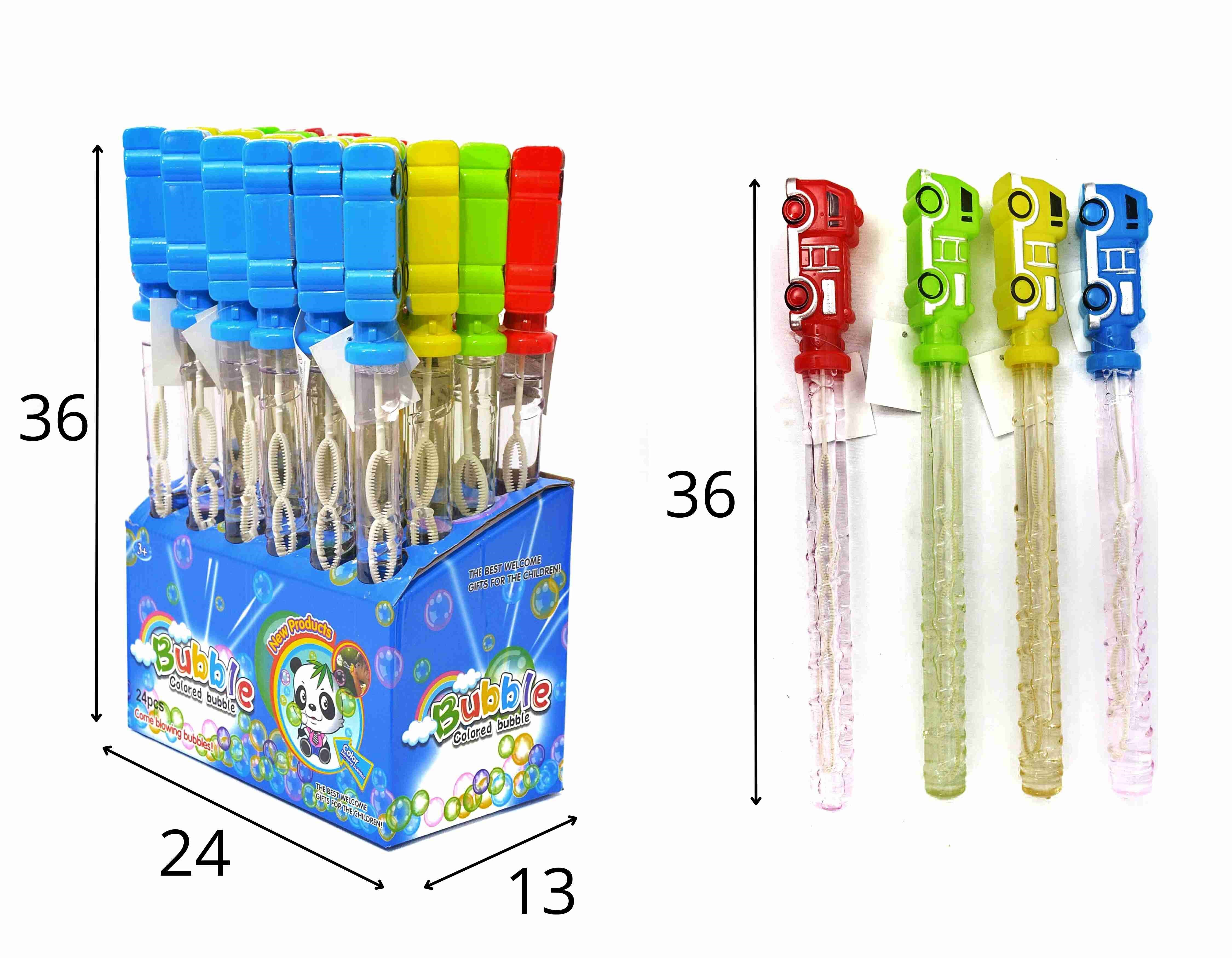 B - BASTÃO BOLHAS DE SABÃO CAMINHÃO NO DISPLAY COM 24 PEÇAS E CORES VARIADAS 