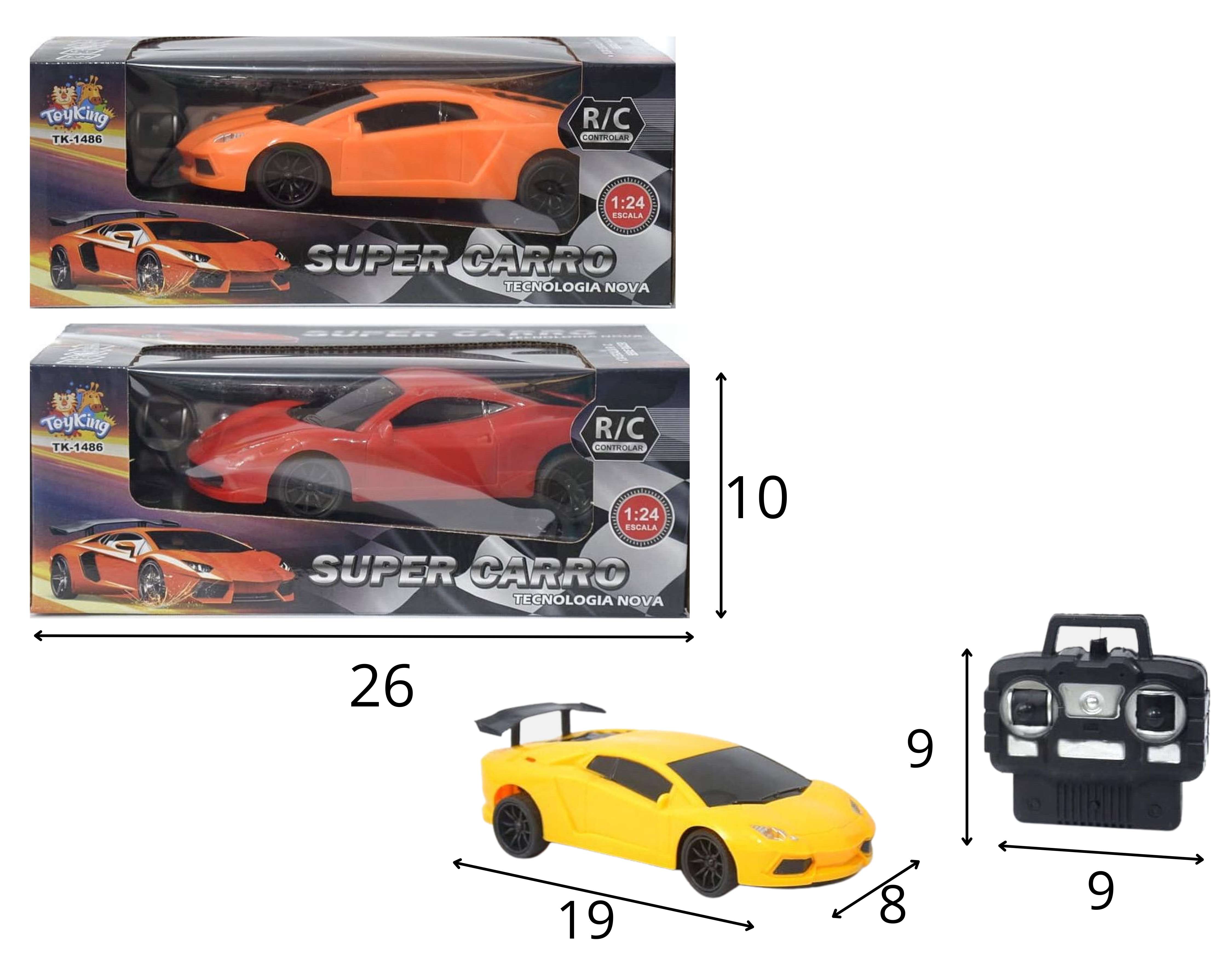 F - CARRO DE CONTROLE TOTAL COM MODELOS E CORES VARIADAS