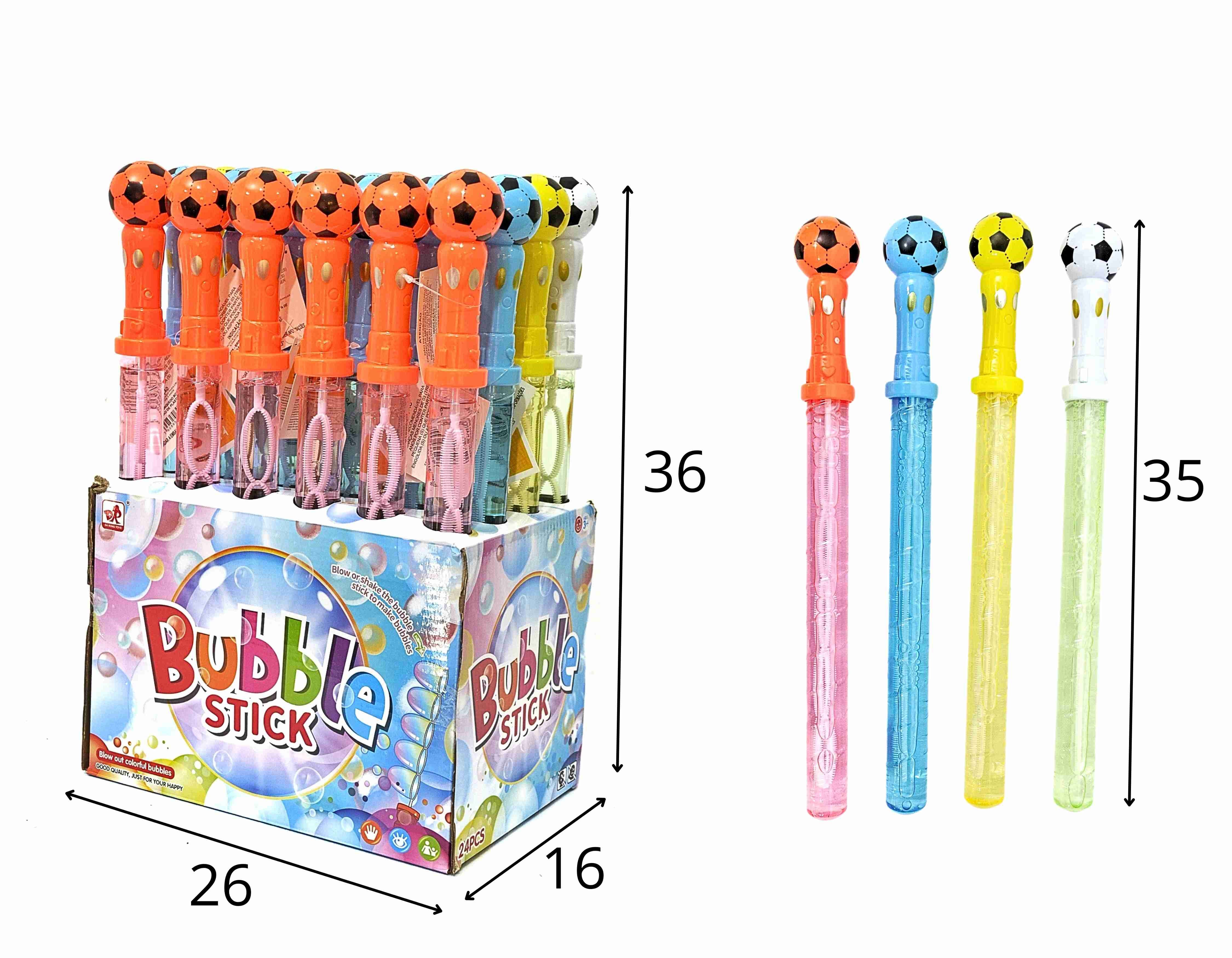 B - BASTÃO BOLHAS DE SABÃO BOLA DE FUTEBOL NO DISPLAY COM 24 PEÇAS E CORES VARIADAS 
