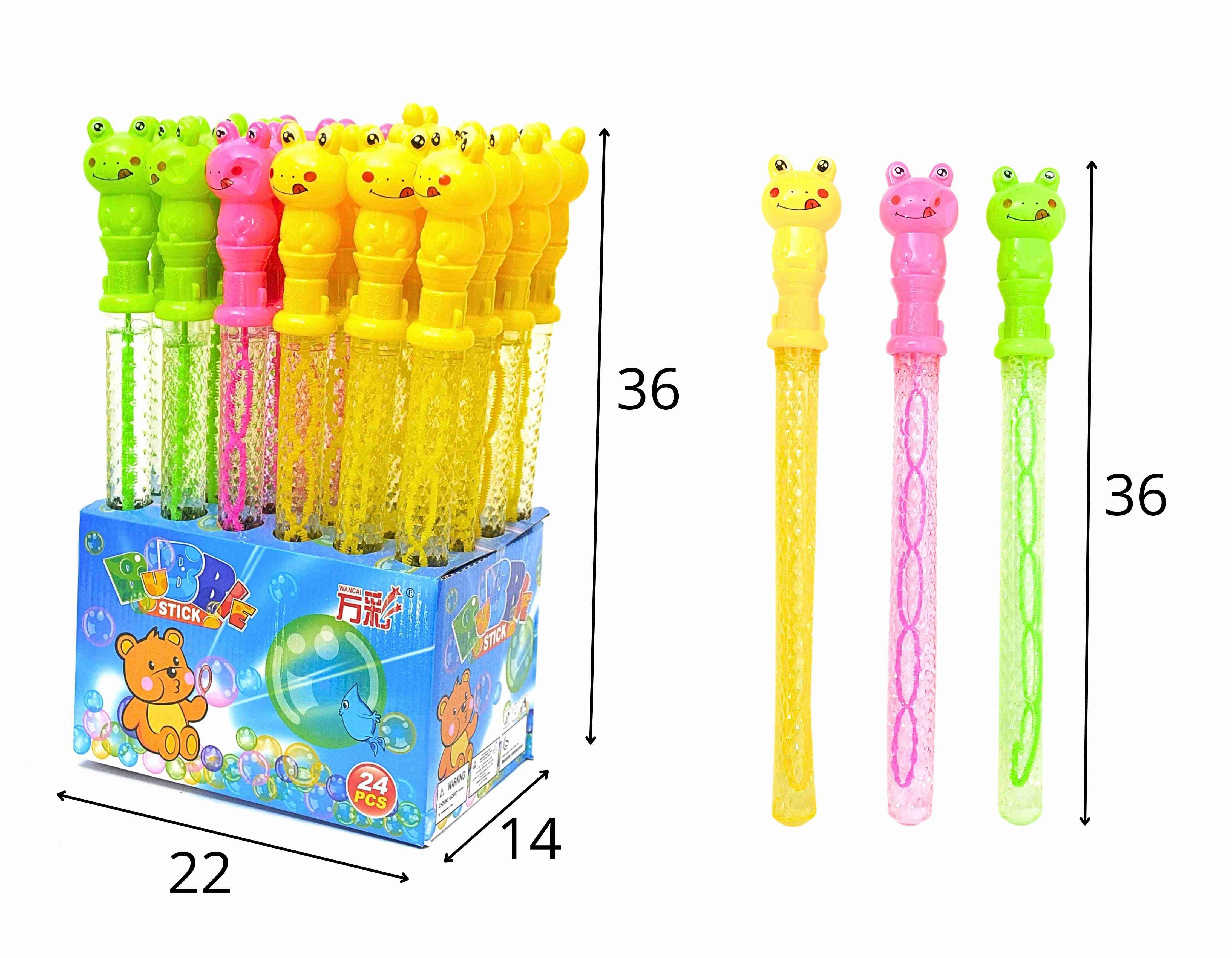 B - BASTÃO LANÇA BOLHAS DE SABÃO TEMA SAPO NO DISPLAY COM 24 PEÇAS E CORES VARIADAS 