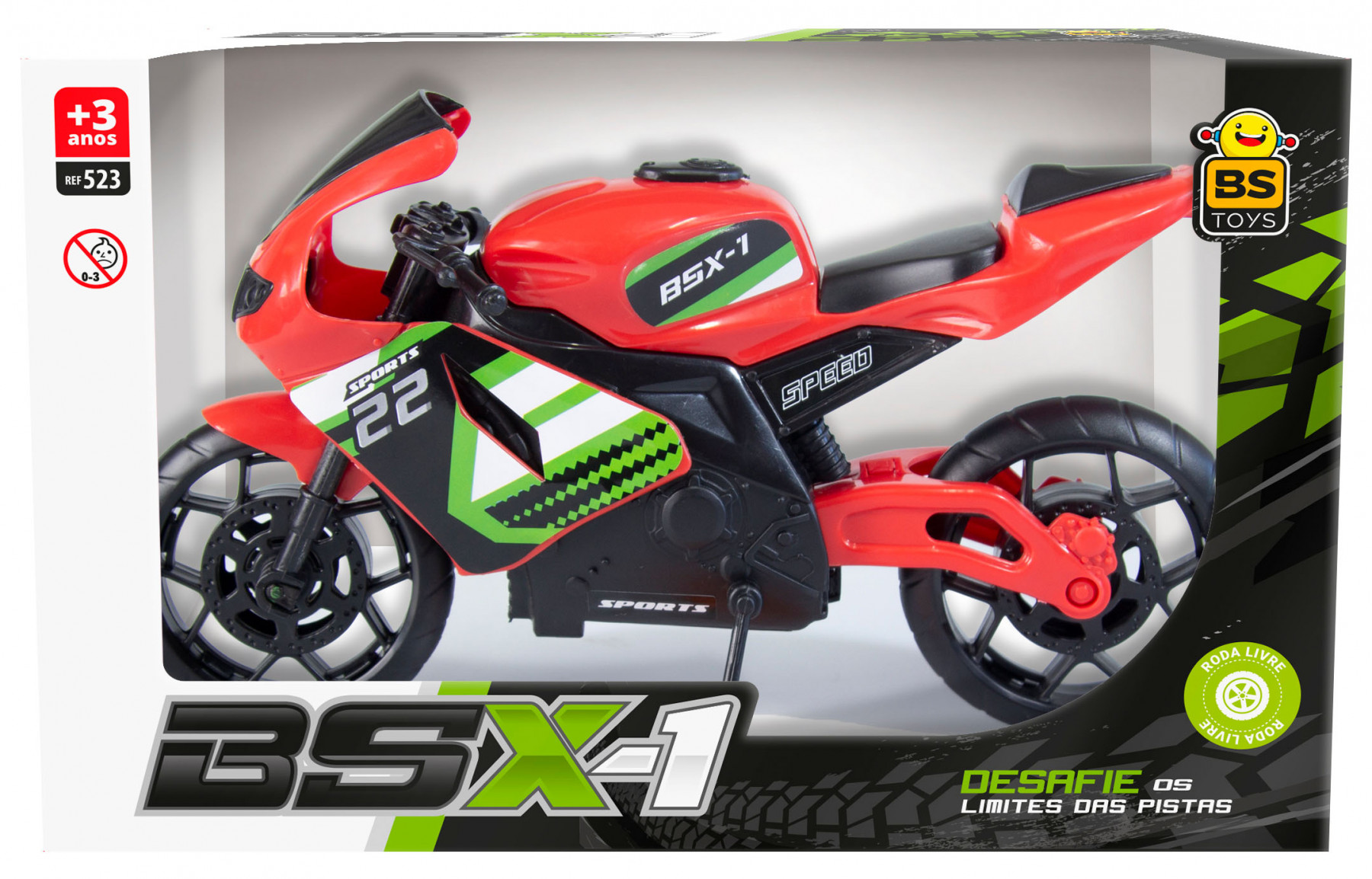 T - MOTO BSX-1 GRANDE NA CAIXA RODA LIVRE COM CORES VARIADAS