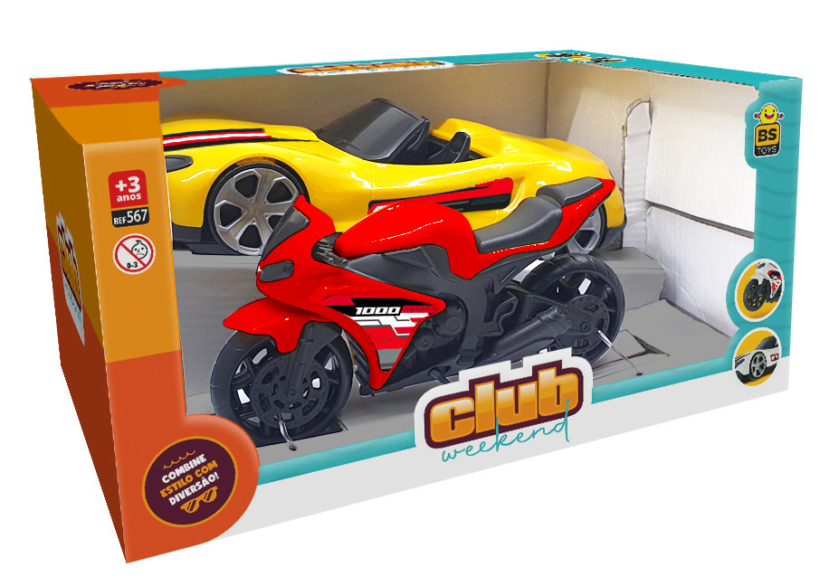 T - CARRO CONVERSIVEL+ MOTO RODA LIVRE NA CAIXA