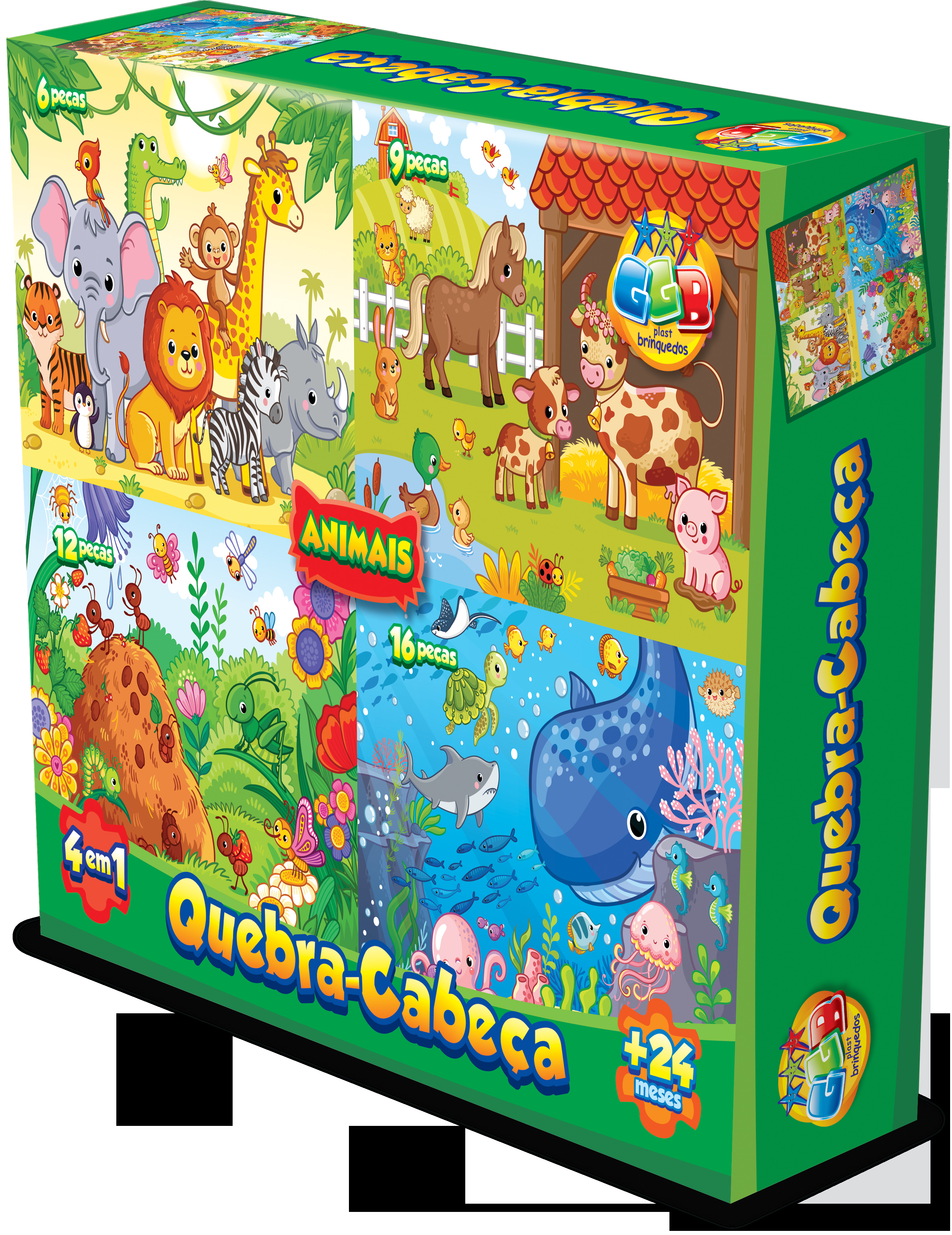 X - QUEBRA CABECA ANIMAIS 4X1 COM 43 PCS