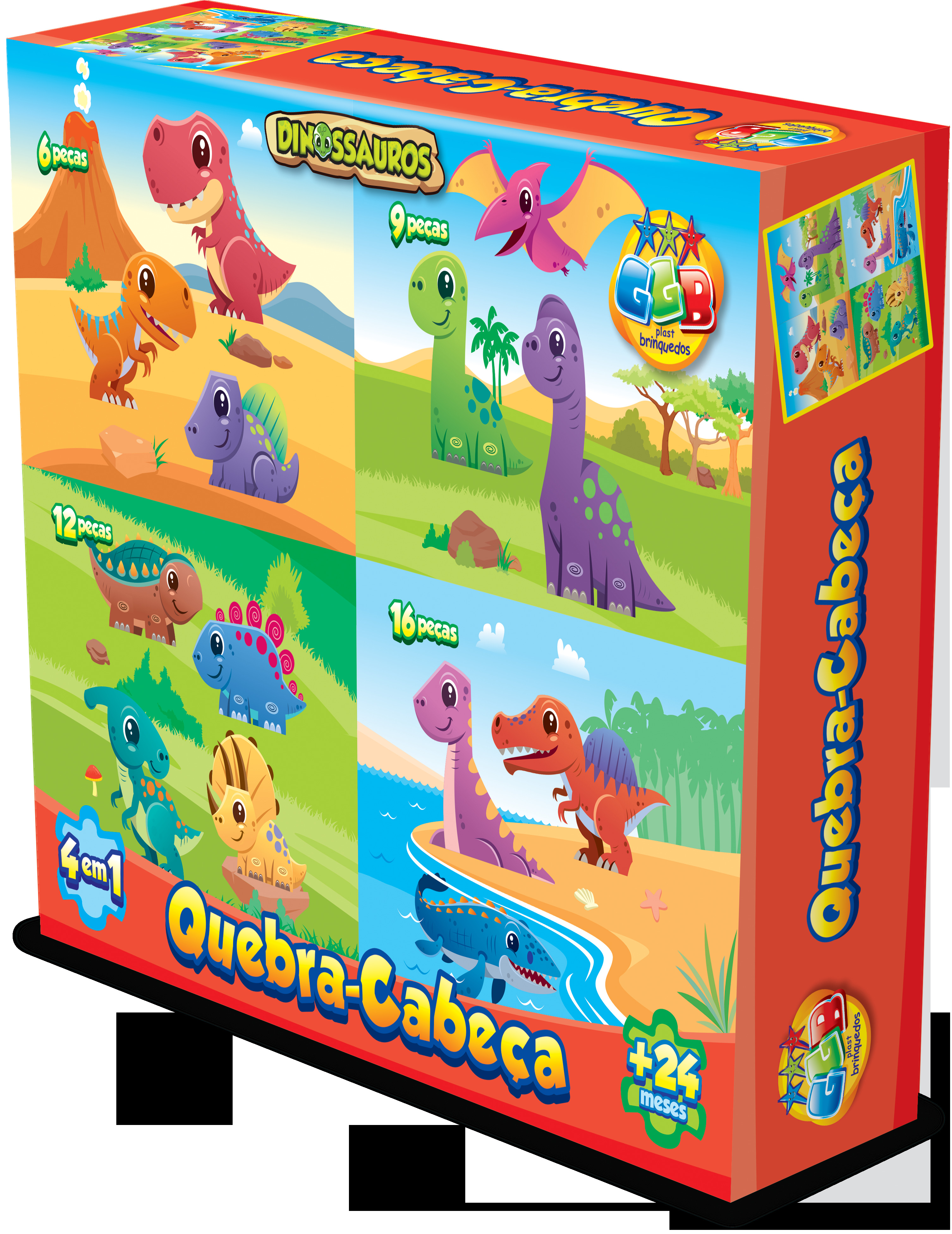 X - QUEBRA CABECA DINOSSAUROS 4X1 COM 43 PCS