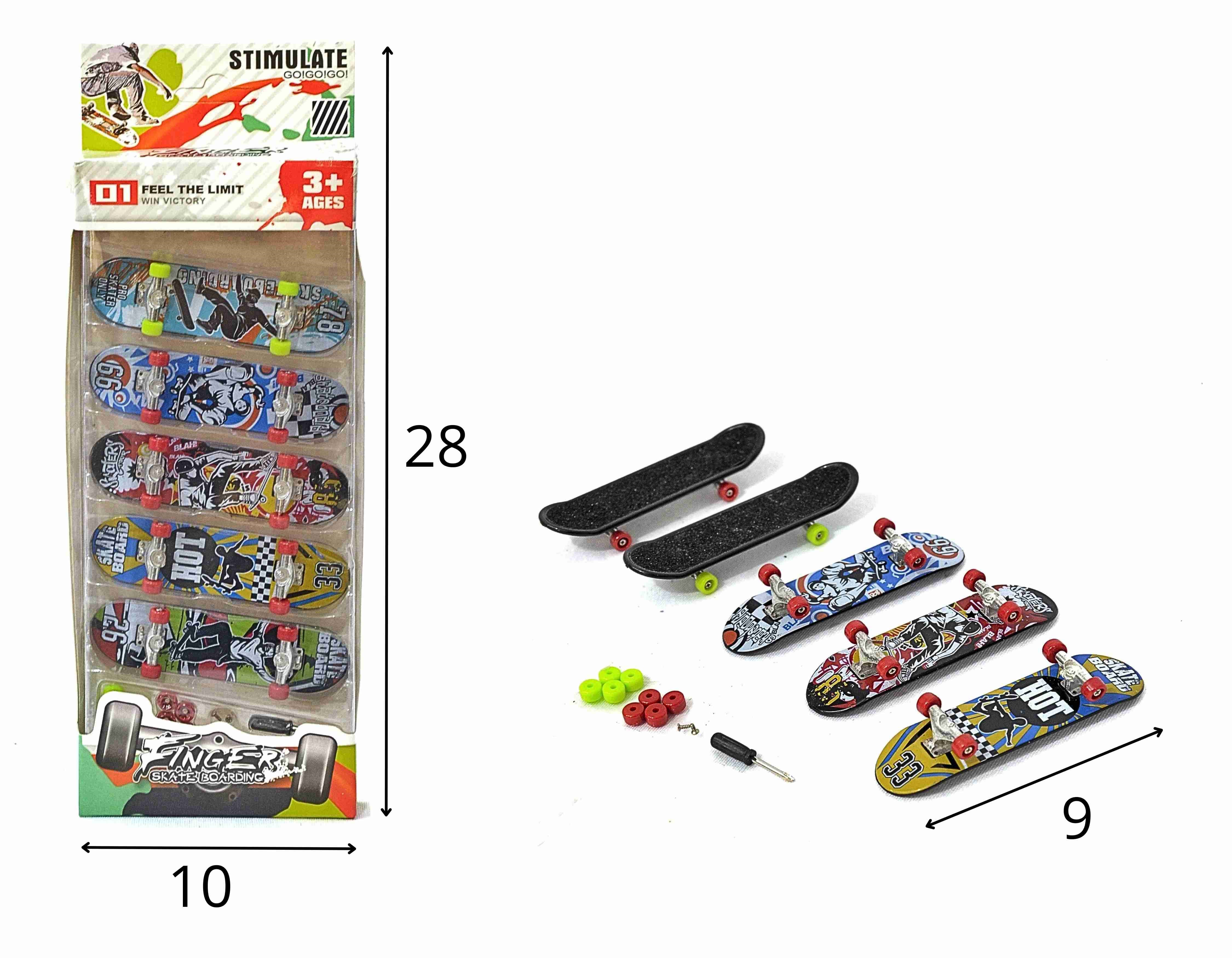 A - KIT SKATE DE DEDO COM 5 PEÇAS E ACESSÓRIOS PARA TROCAR AS RODAS 