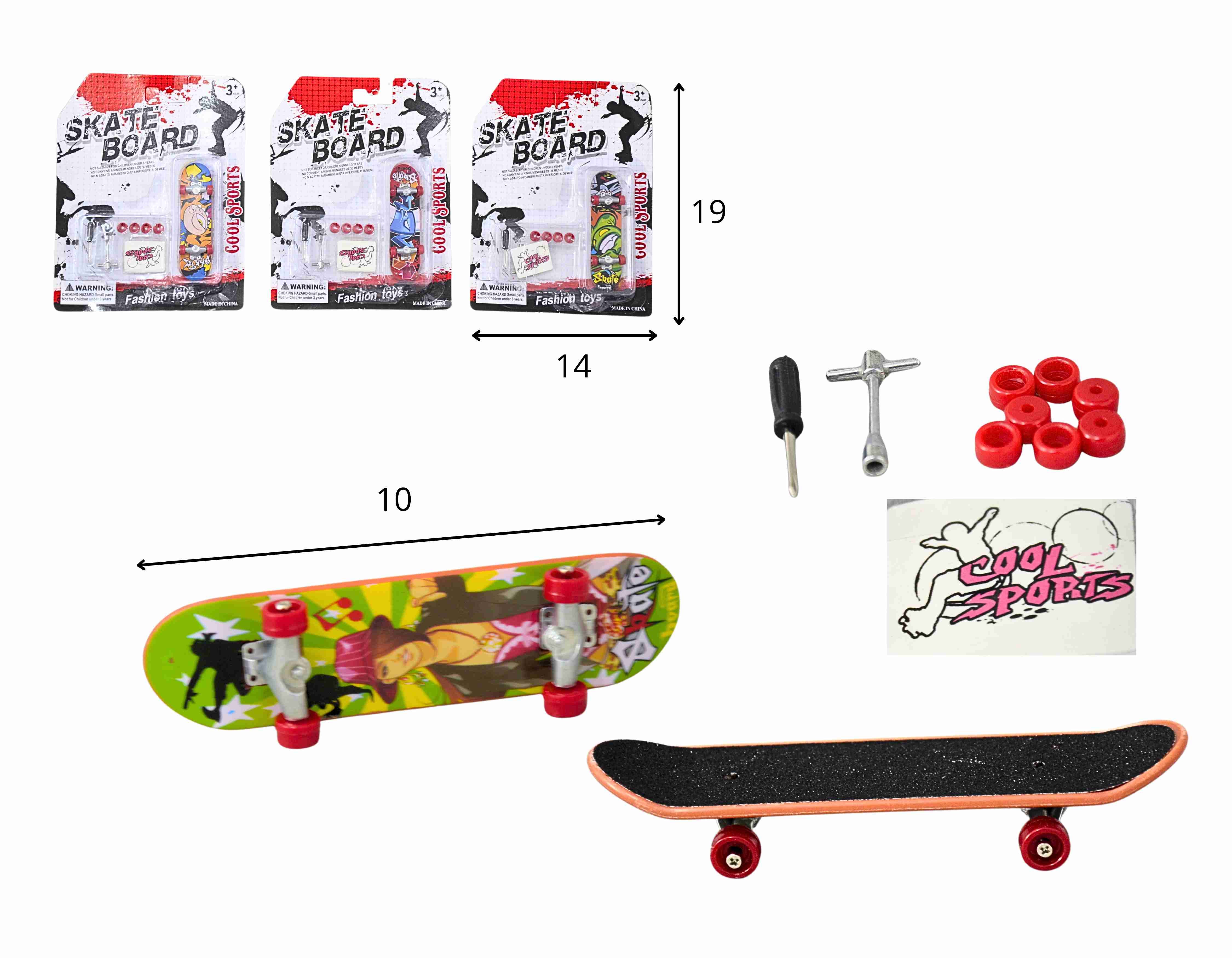 A - KIT SKATE DE DEDO COM LIXA INDIVIDUAL COM ACESSÓRIOS PARA TROCAR AS RODAS (EIXO DE METAL)