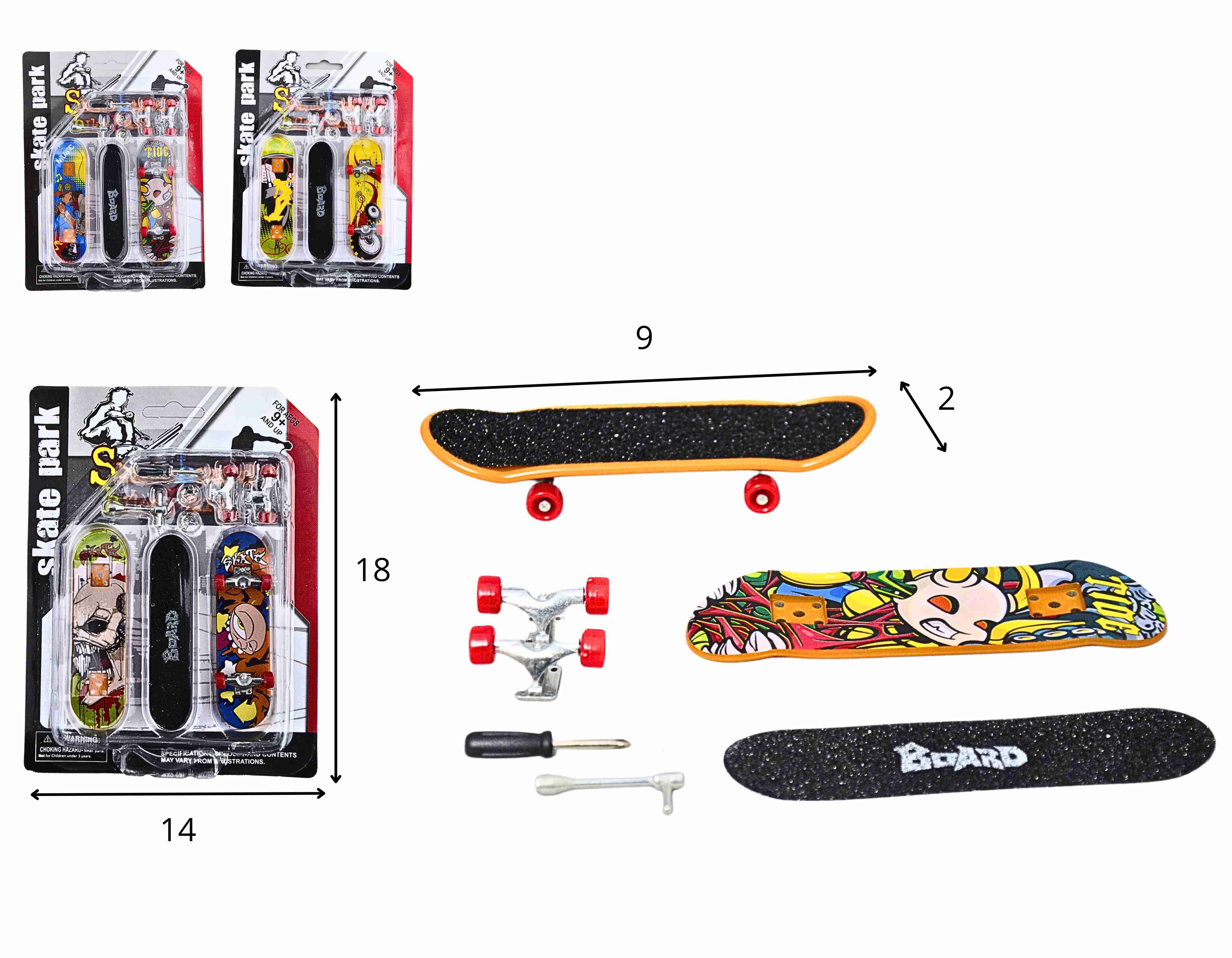 A - KIT SKATE DE DEDO COM 2 PEÇAS E ACESSÓRIOS PARA TROCAR AS RODAS E LIXA RESERVA
