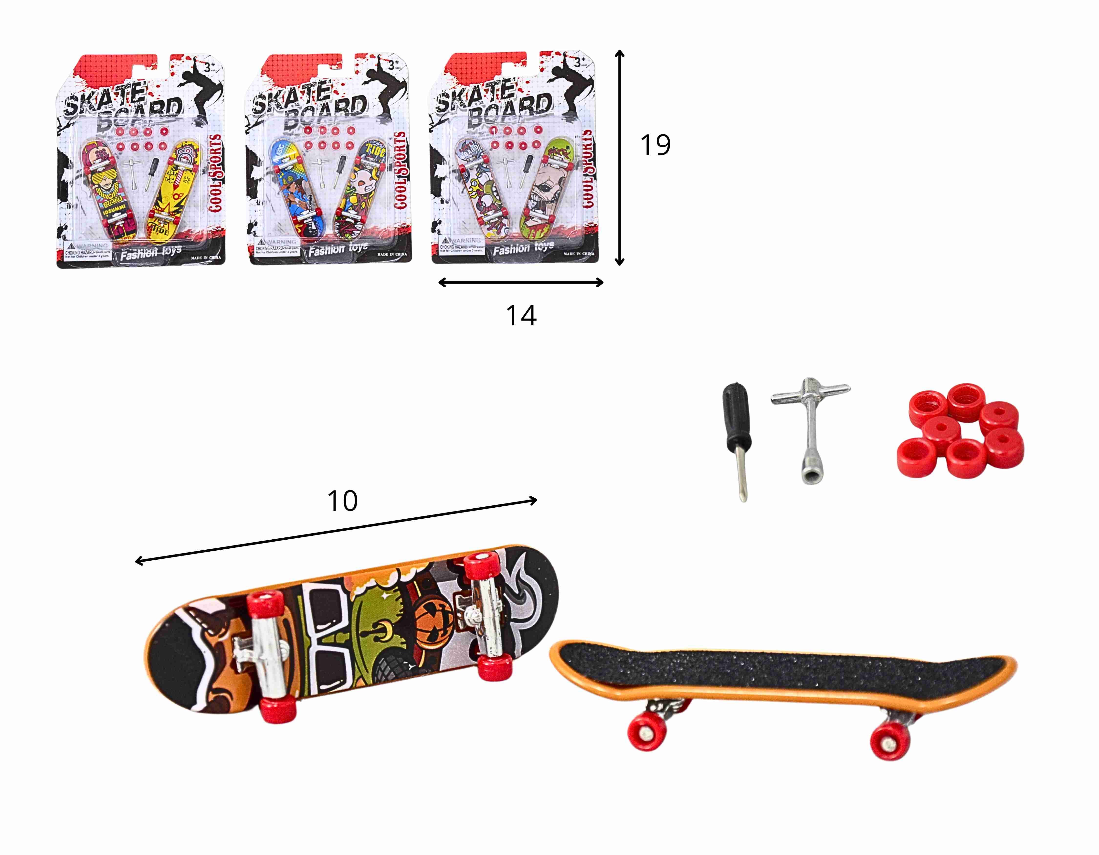 A - KIT SKATE DE DEDO COM 2 PEÇAS E ACESSÓRIOS PARA TROCAR AS RODAS (EIXO DE METAL)