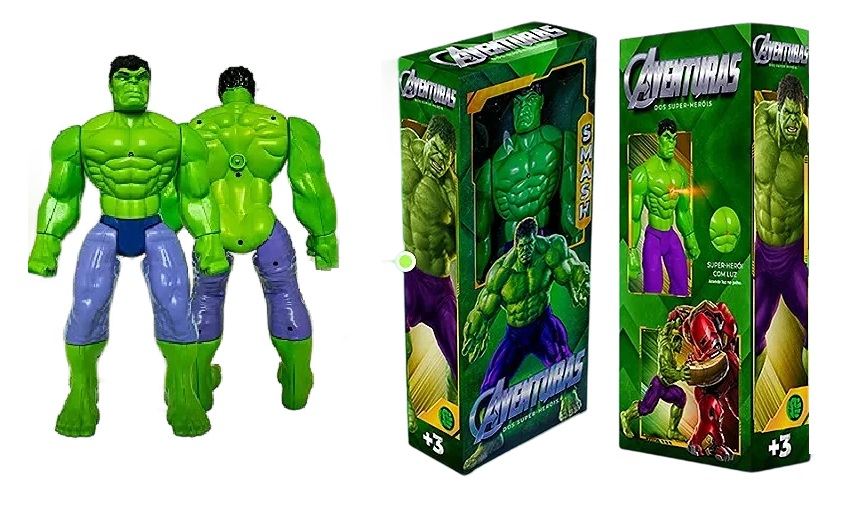 B - BONECO HULK GRANDE NA CAIXA (43CM)