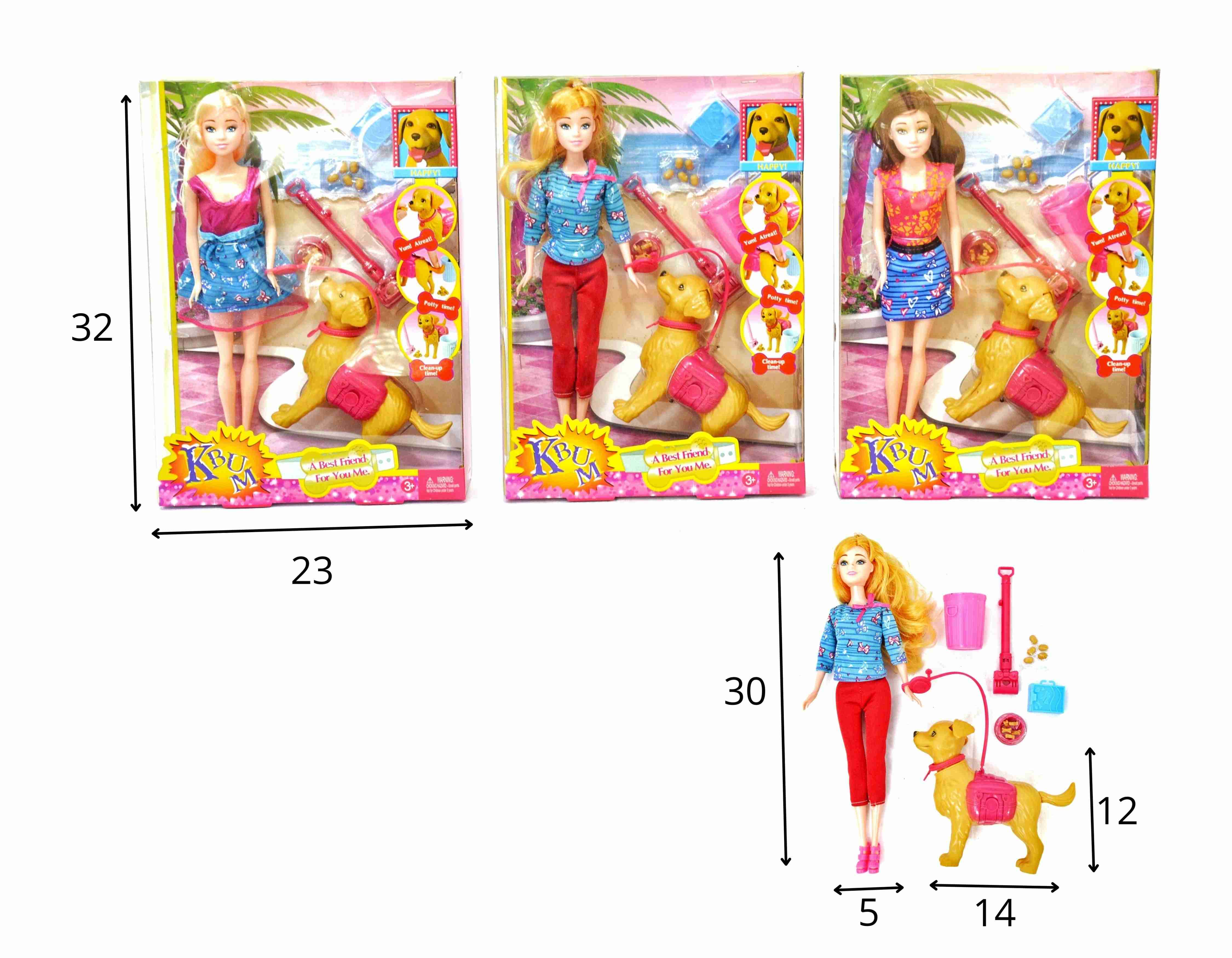 C - BONECA RÉPLICA BARBIE COM O CACHORRO QUE FAZ COCÔ + ACESSÓRIOS 