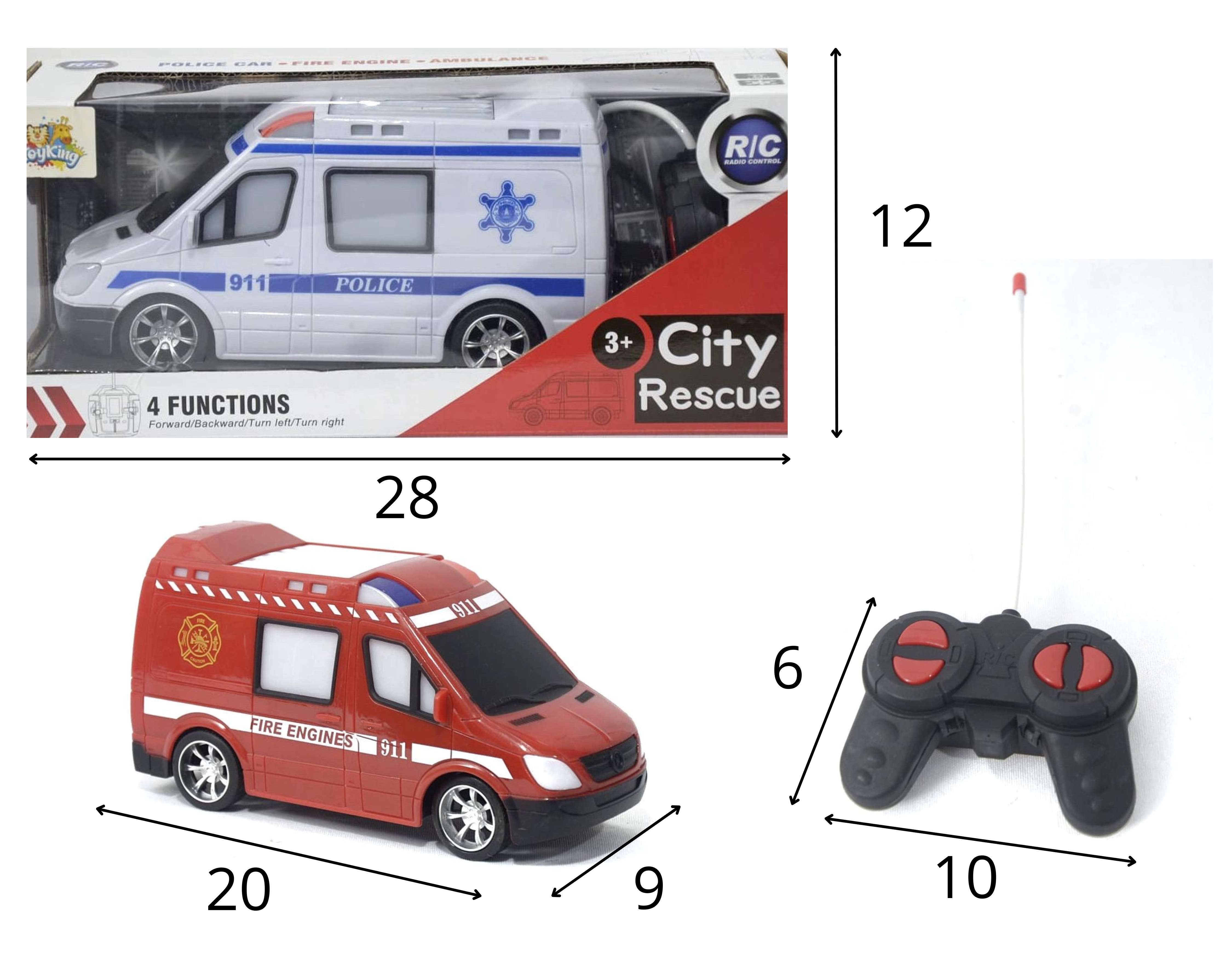 F - AMBULANCIA E RESGATE DE CONTROLE REMOTO TOTAL COM ILUMINAÇÃO