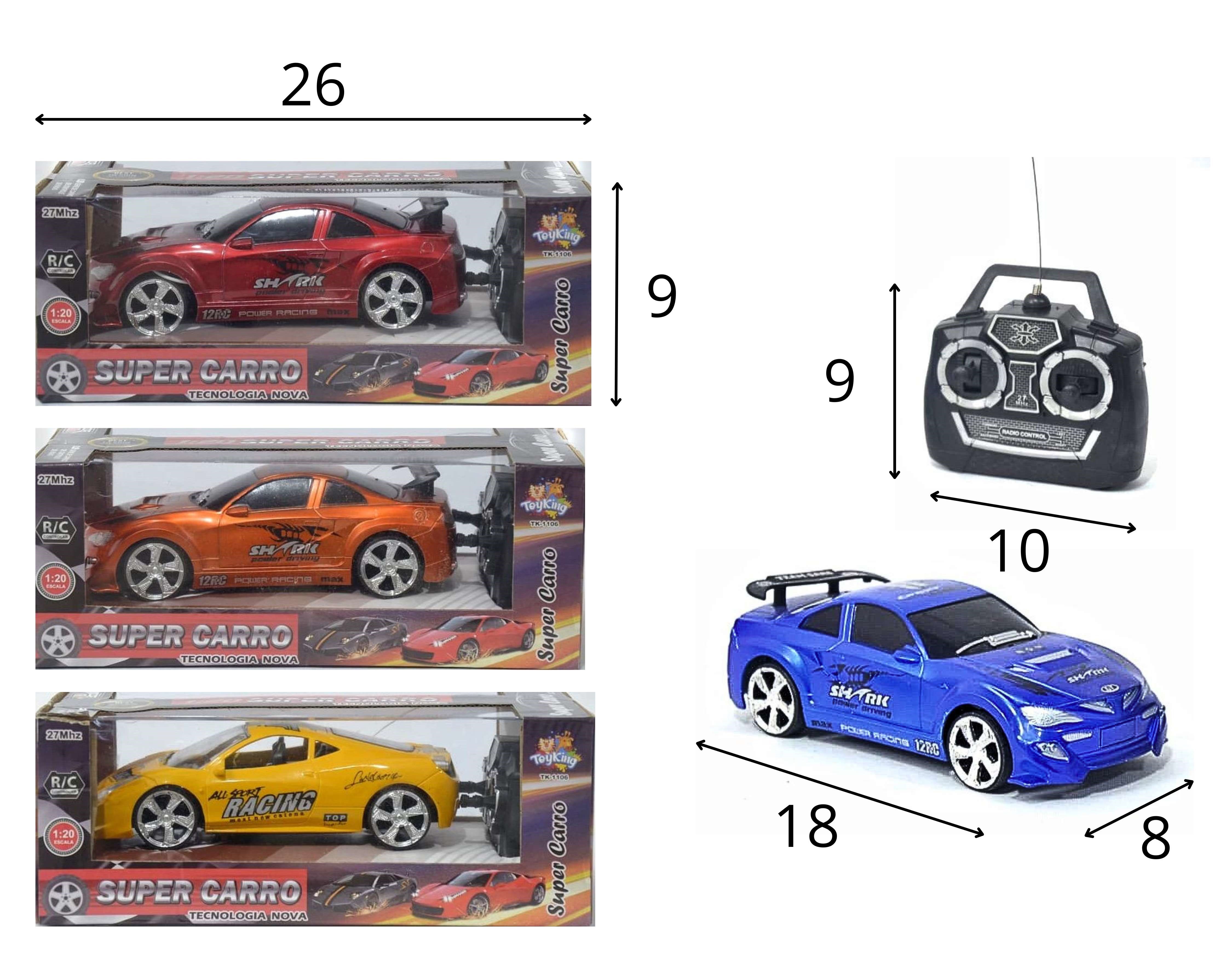 F - CARRO DE CONTROLE TOTAL COM MODELOS E CORES VARIADAS