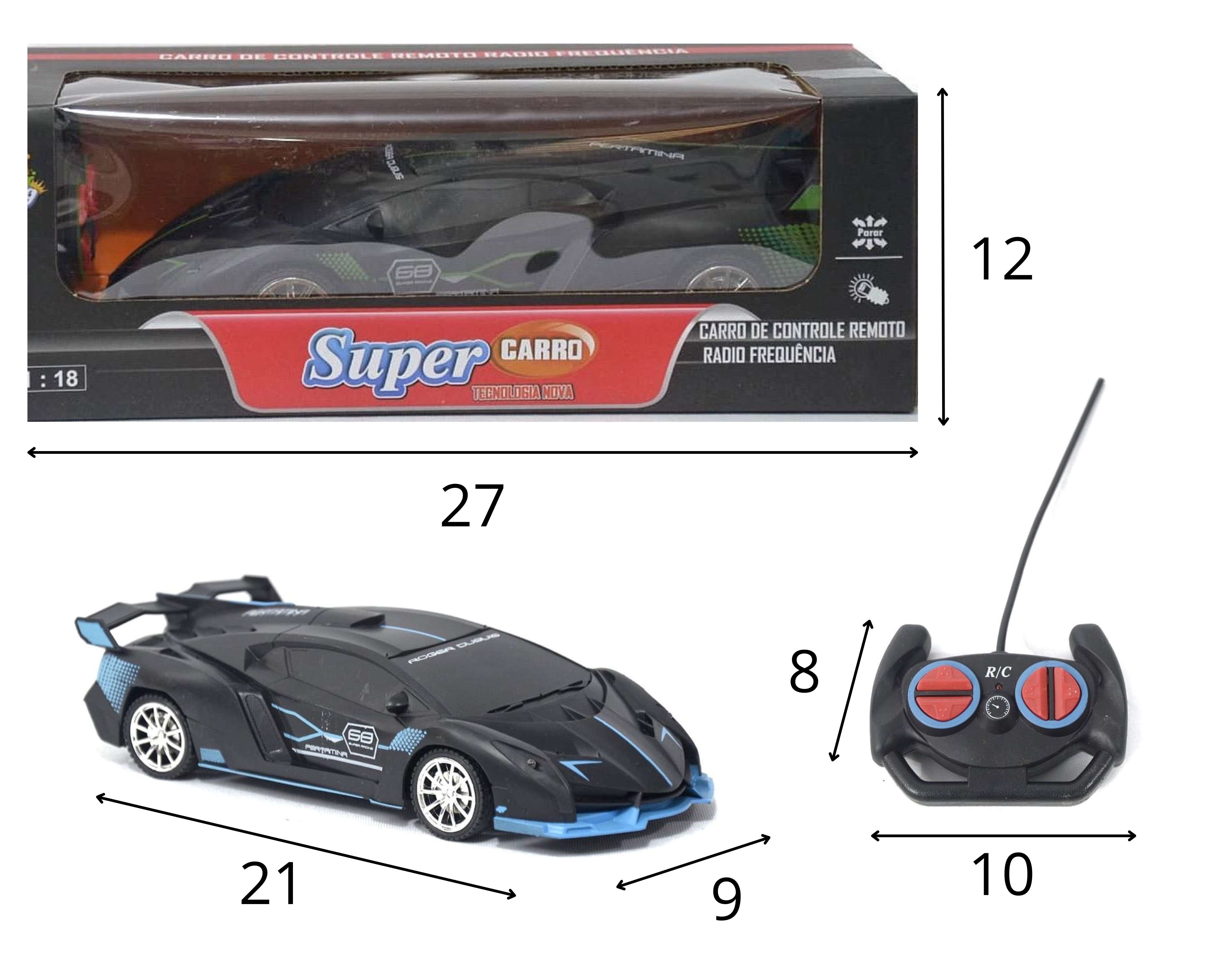 F - CARRO DE CONTROLE TOTAL REPLICA BUGATTI COM CORES VARIADAS