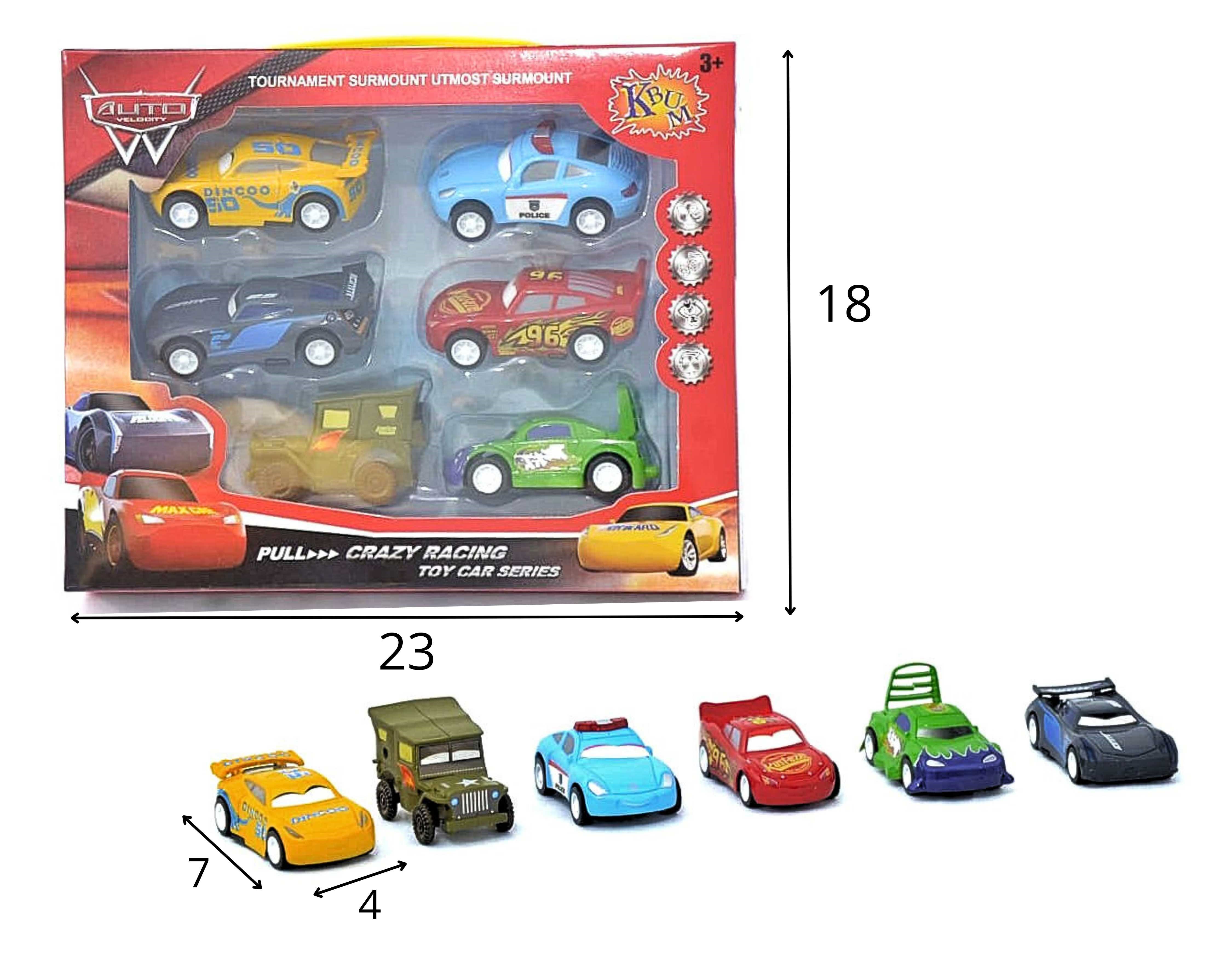 C - KIT COLEÇÃO CARROS CARS COM 6 PEÇAS Á FRICÇÃO