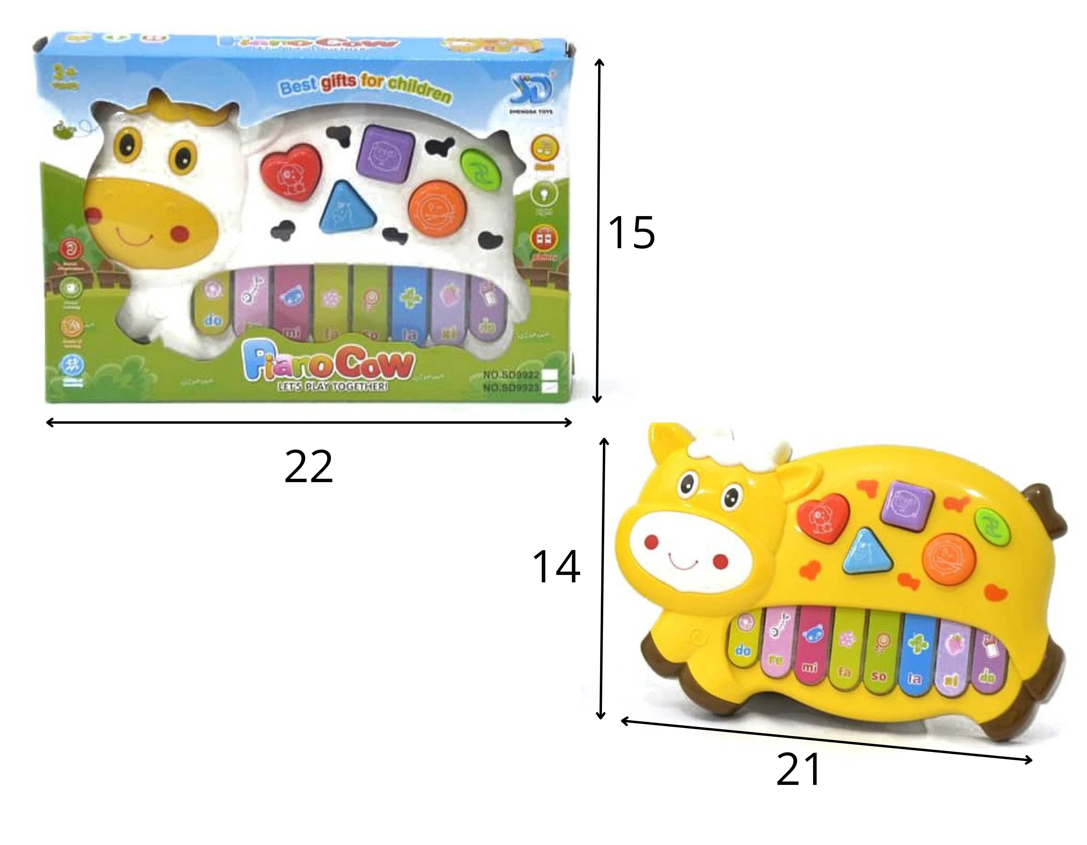 D - PIANO MUSICAL VAQUINHA A PILHA COM SOM E ILUMINAÇAO 