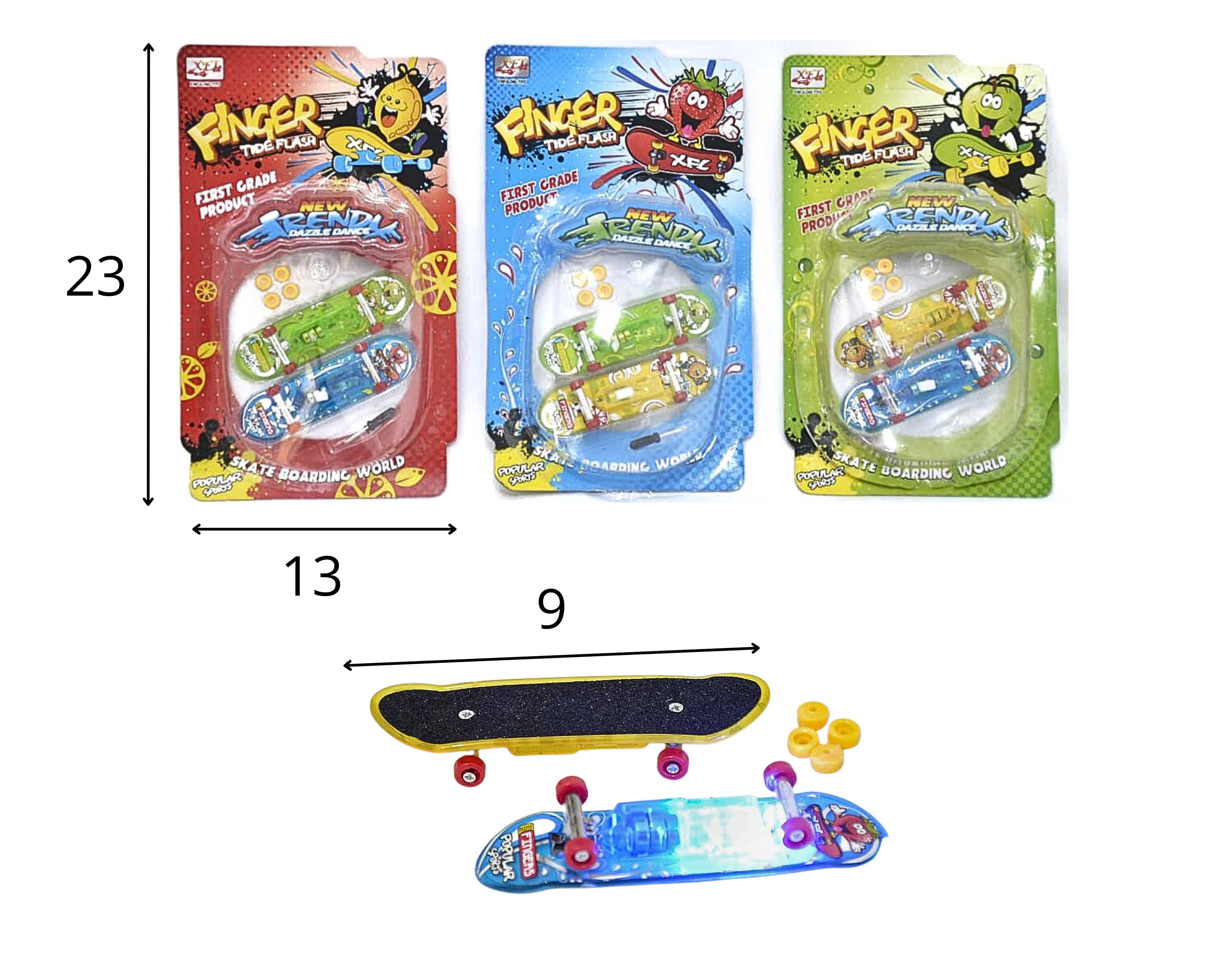 A - KIT SKATE DE DEDO COM 2 PEÇAS, LUZ E ACESSÓRIOS PARA TROCAR AS RODAS 