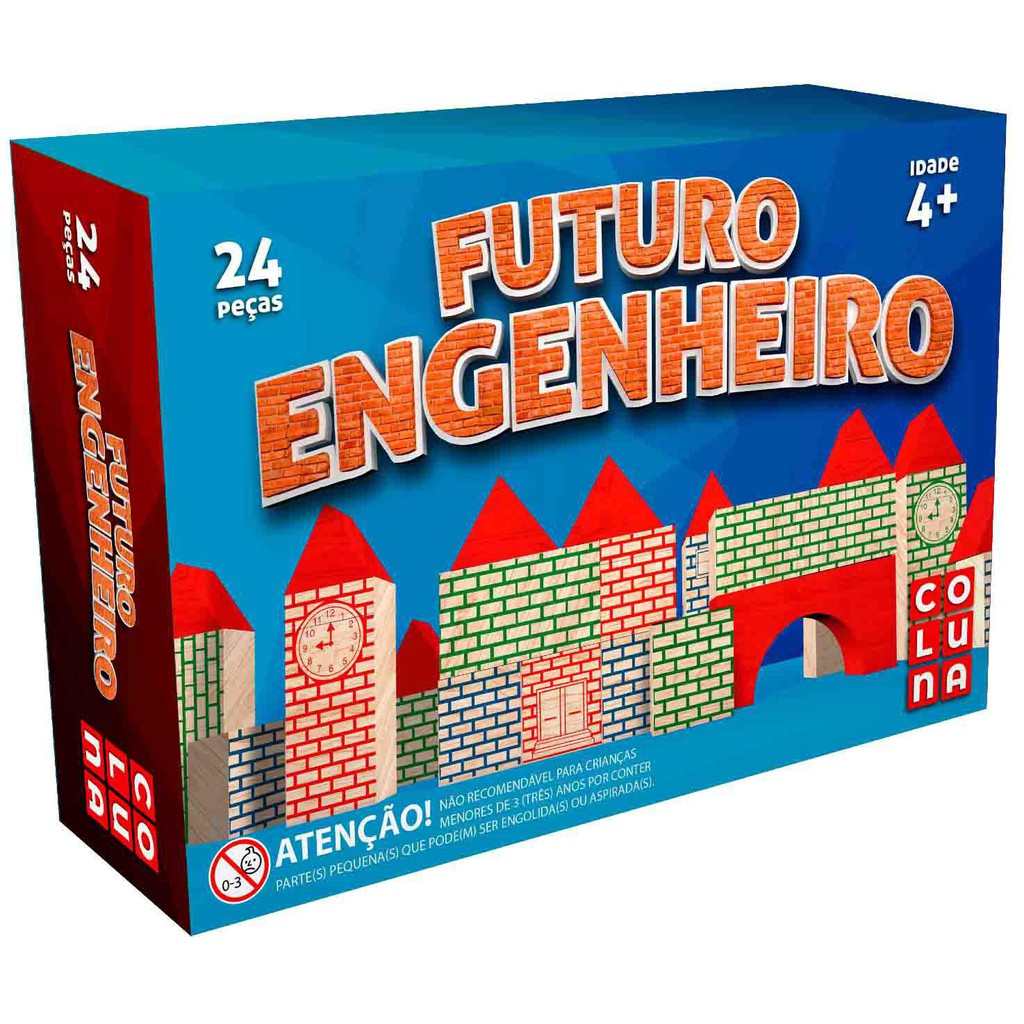 X - JOGO FUTURO ENGENHEIRO 24 PECAS DE MADEIRA 
