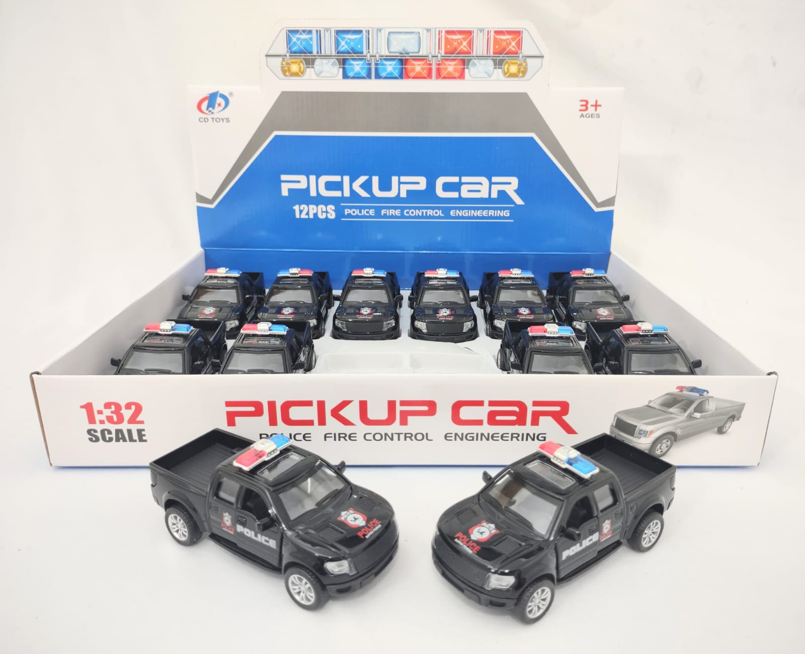 C - KIT COLEÇÃO PICKUP POLÍCIA Á FRICÇÃO NO DISPLAY COM 12 PCS