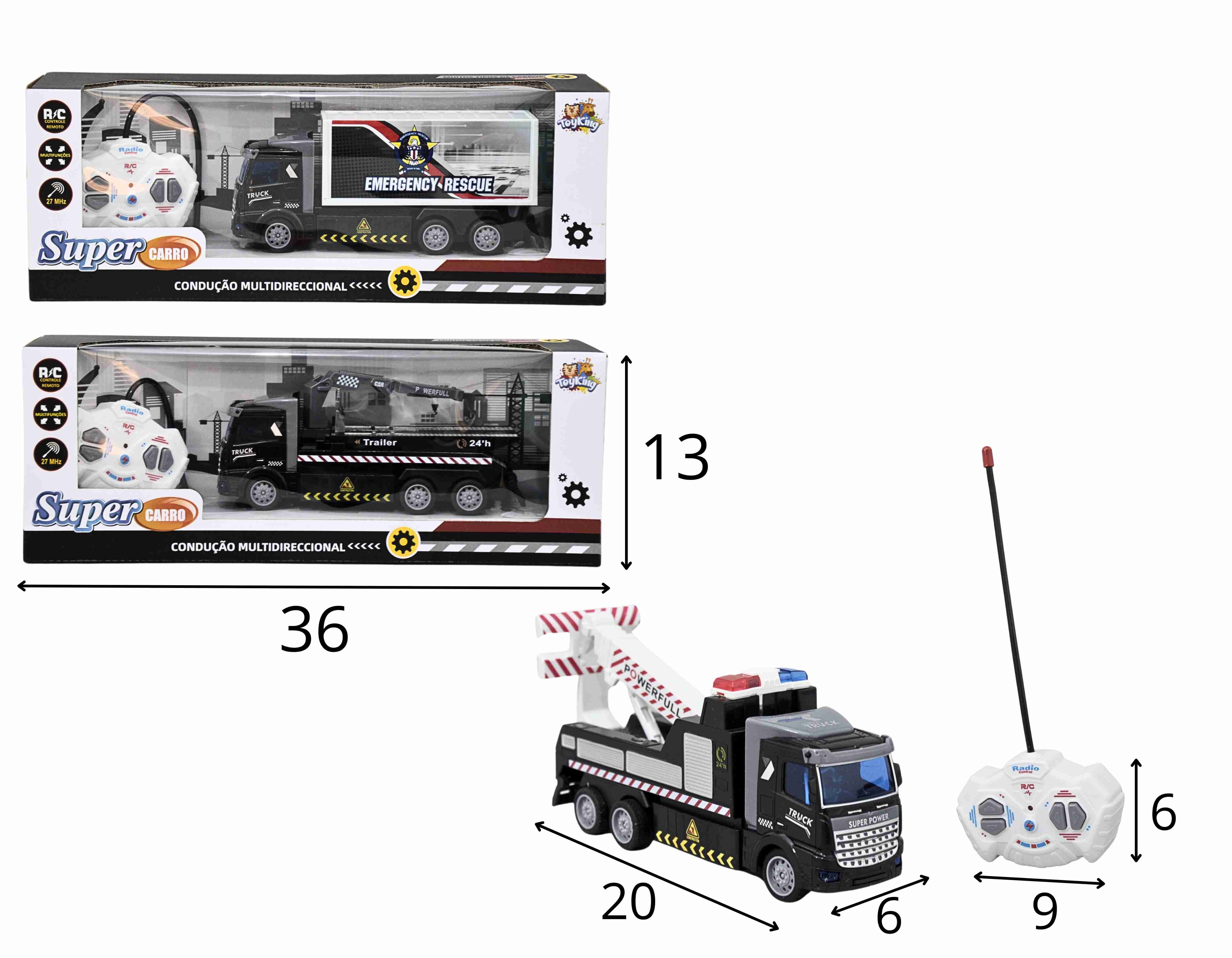 F - CAMINHÃO RESGATE DE CONTROLE REMOTO TOTAL COM MODELOS VARIADOS