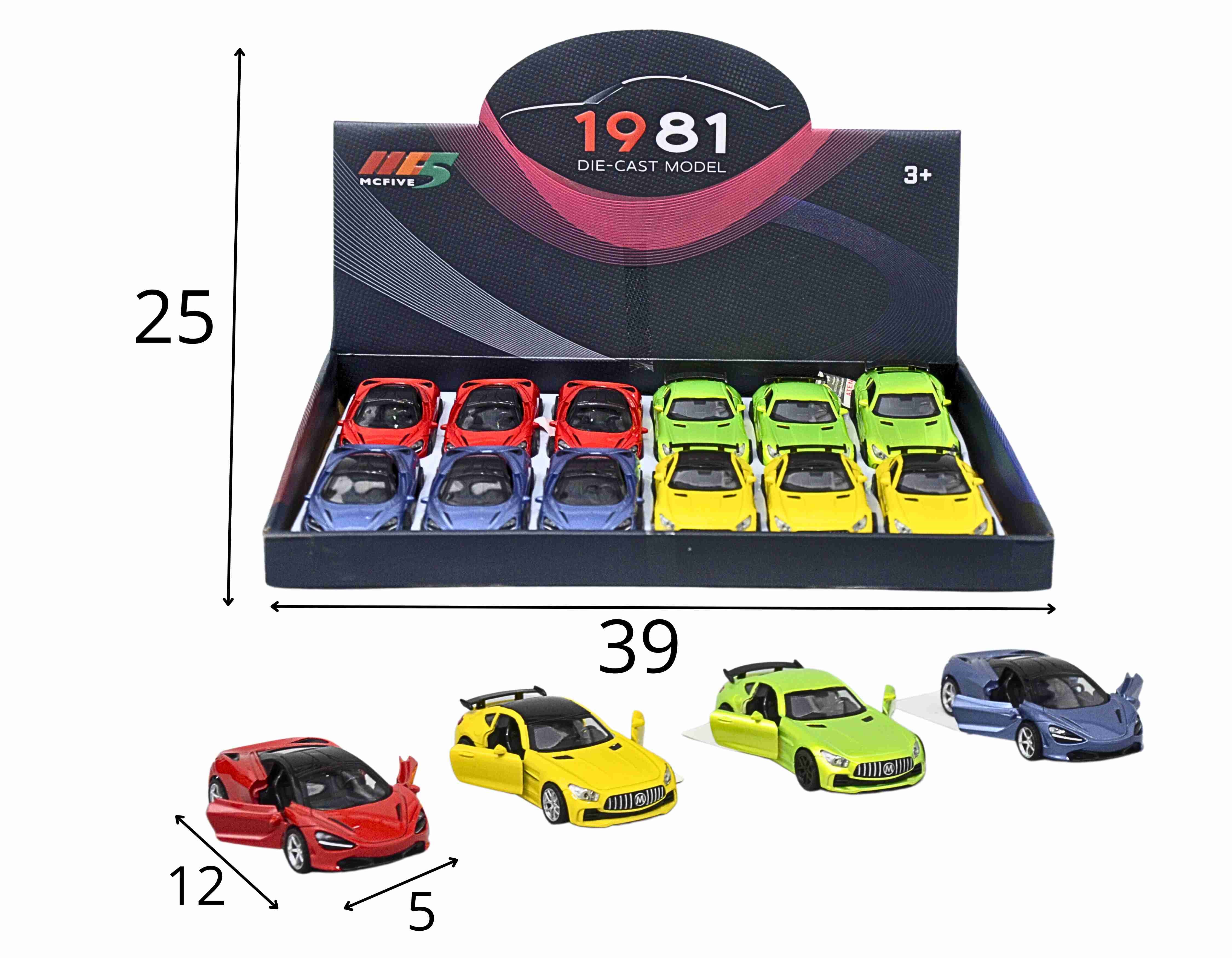 C - KIT COLEÇÃO CARROS ESPORTIVOS A FRICCAO COM CORES E MODELOS VARIADOS NO DISPLAY C/ 12 PEÇAS