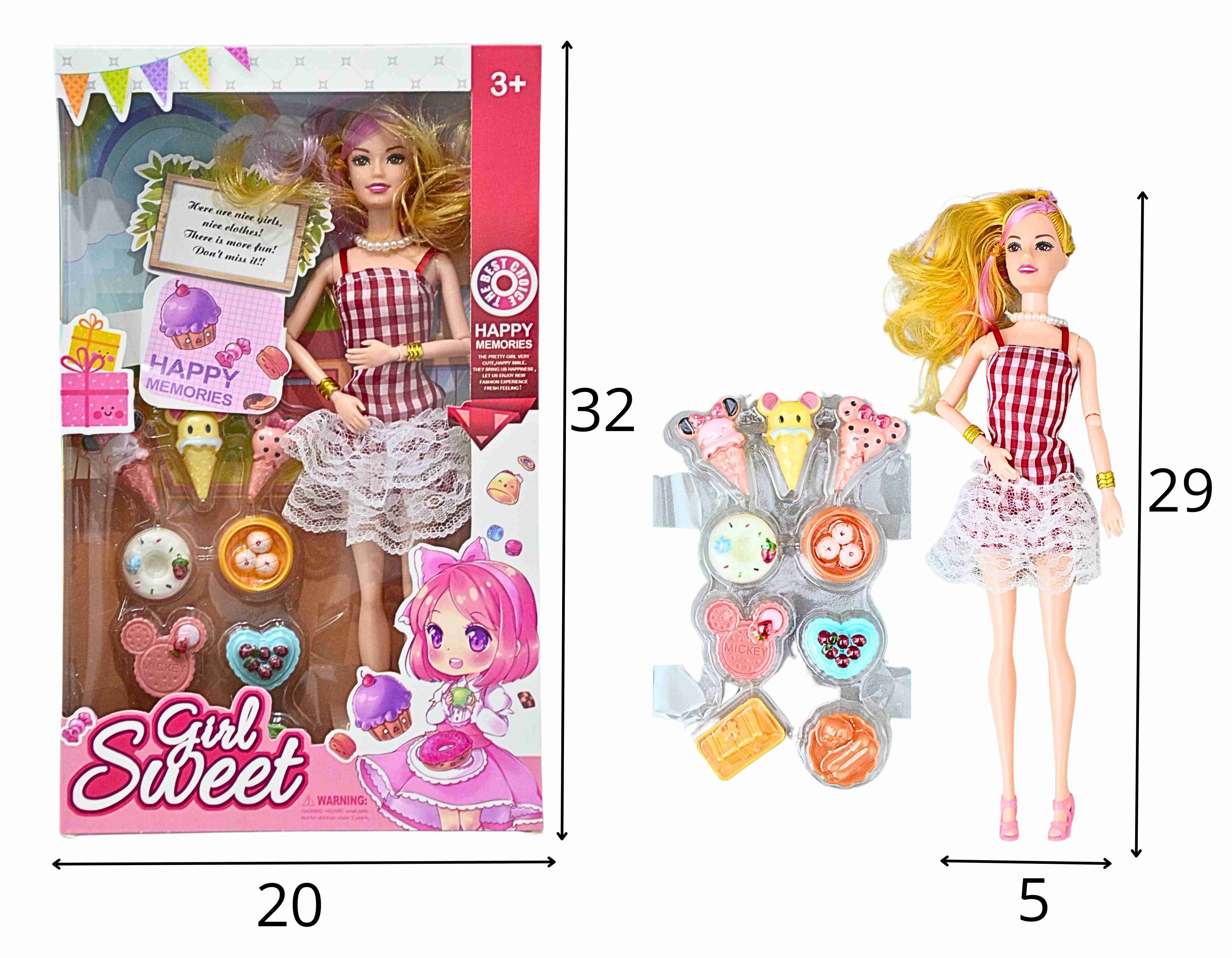C - BONECA CONFEITEIRA ARTICULADA COM ACESSÓRIOS