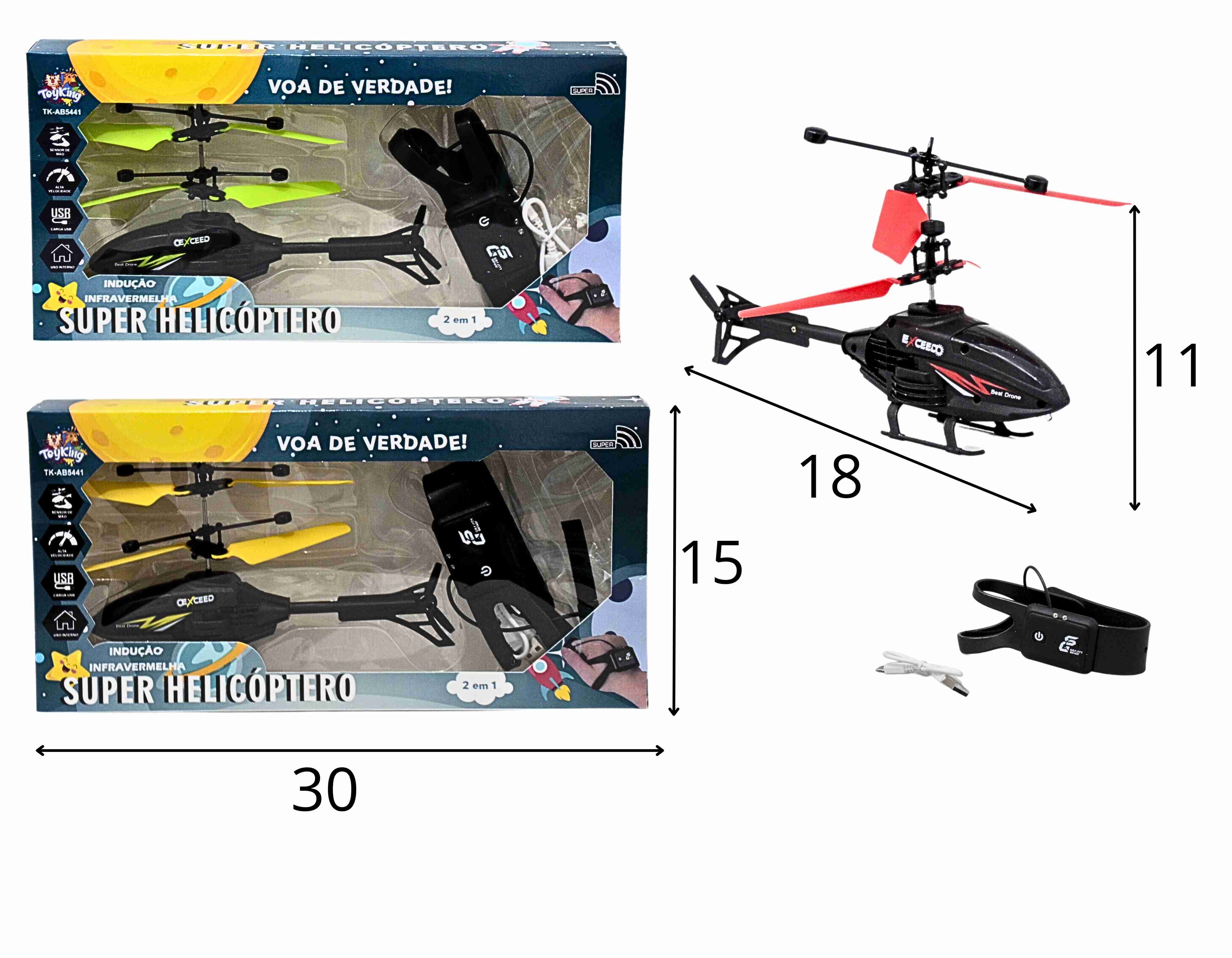 D - HELICOPTERO CONTROLE REMOTO E INDUCAO INFRAVERMELHA (RECARREGAVEL)