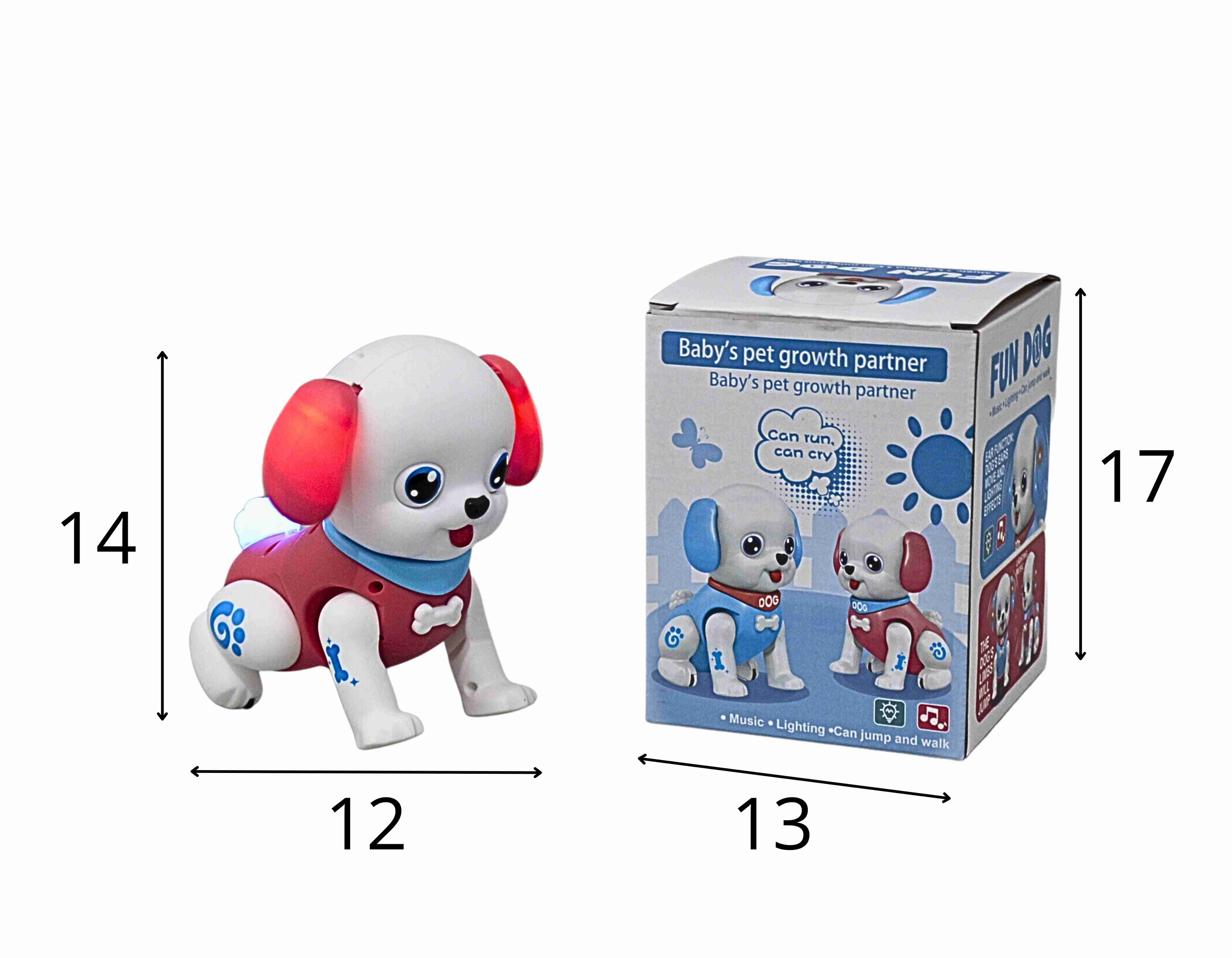 D - CACHORRO BATE E VOLTA A PILHA COM SOM E ILUMINACAO