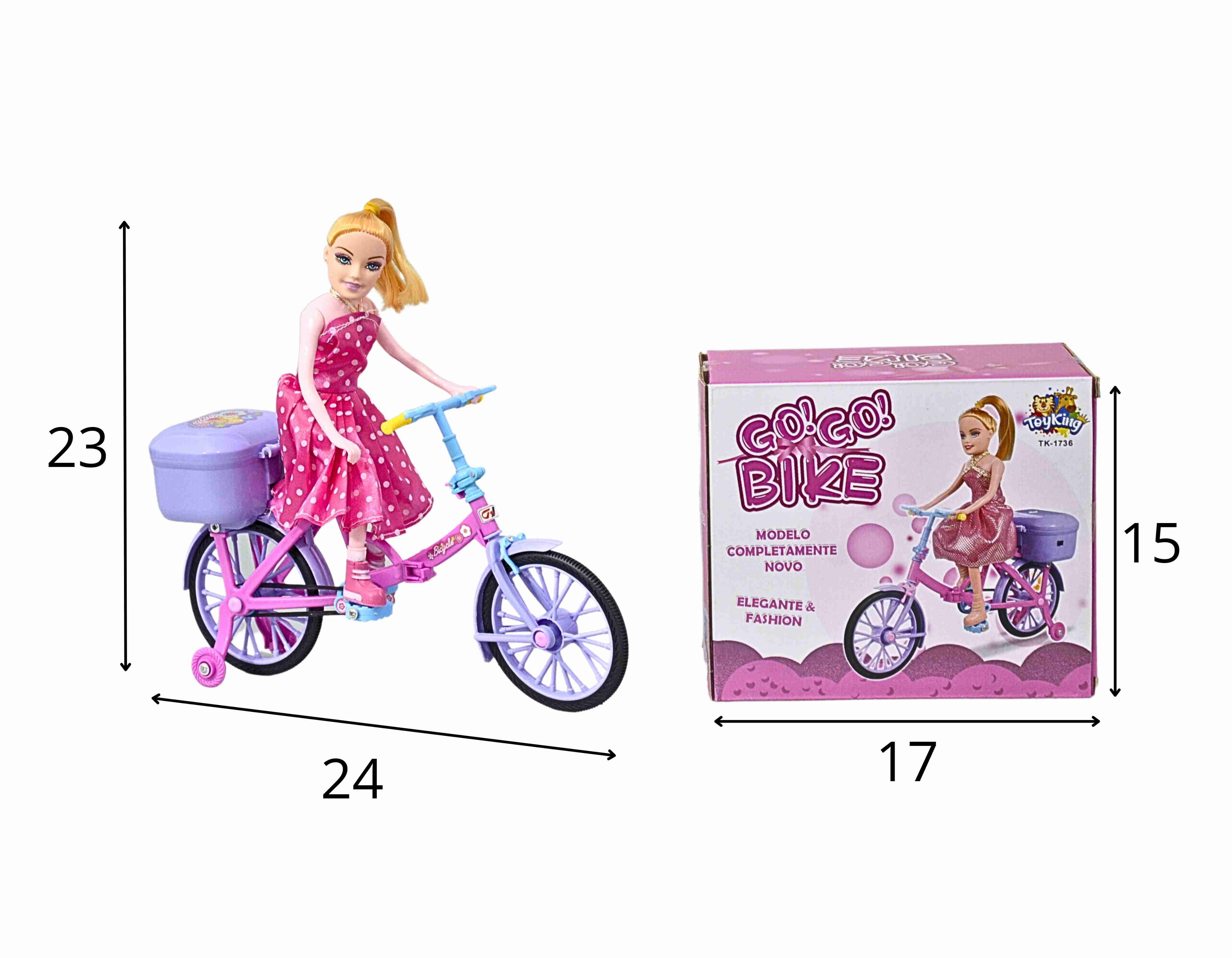 D - BONECA CICLISTA A PILHA COM SOM E ILUMINACAO E BATE E VOLTA