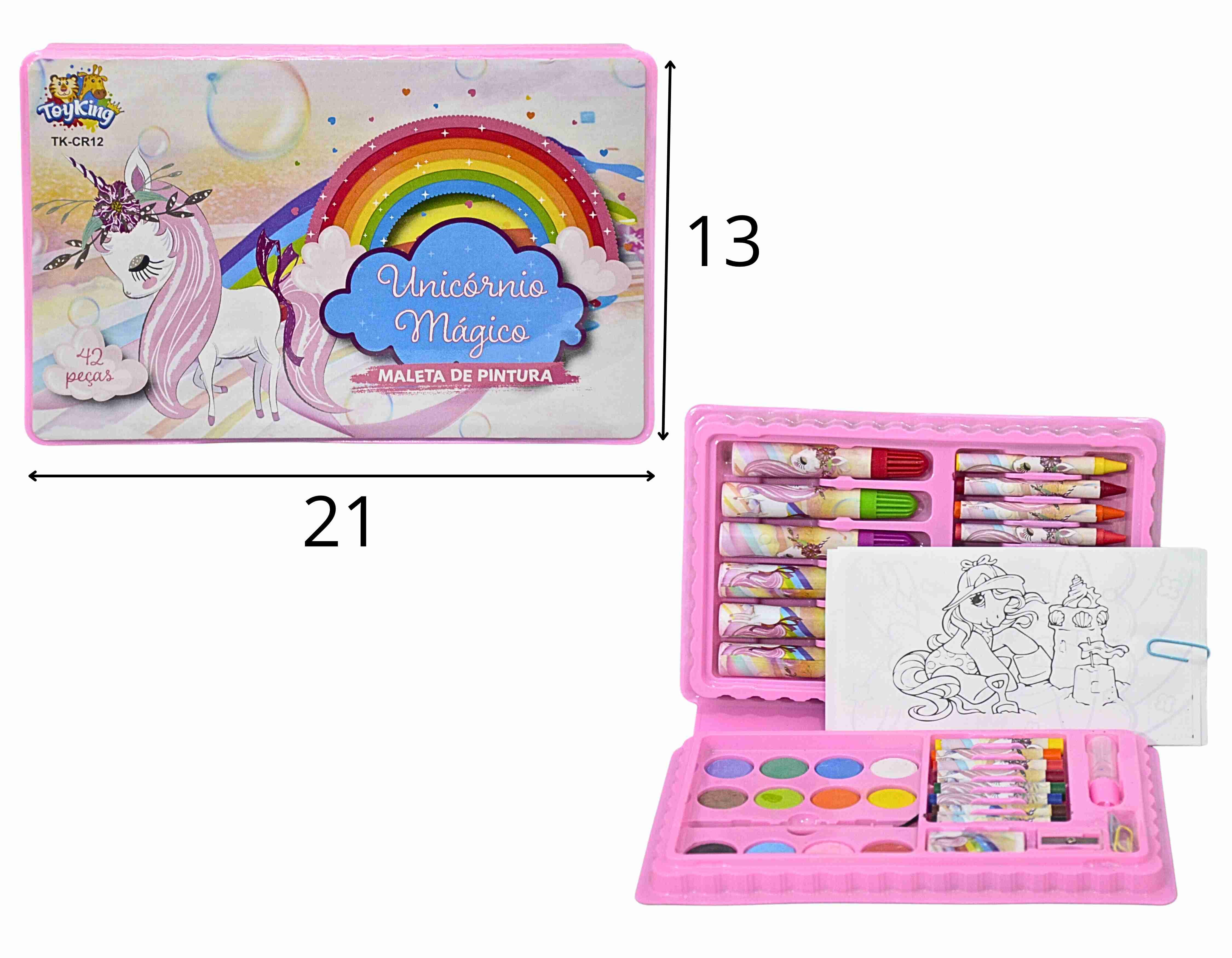 B - ESTOJO ESCOLAR UNICORNIO MAGICO COM 68 PEÇAS