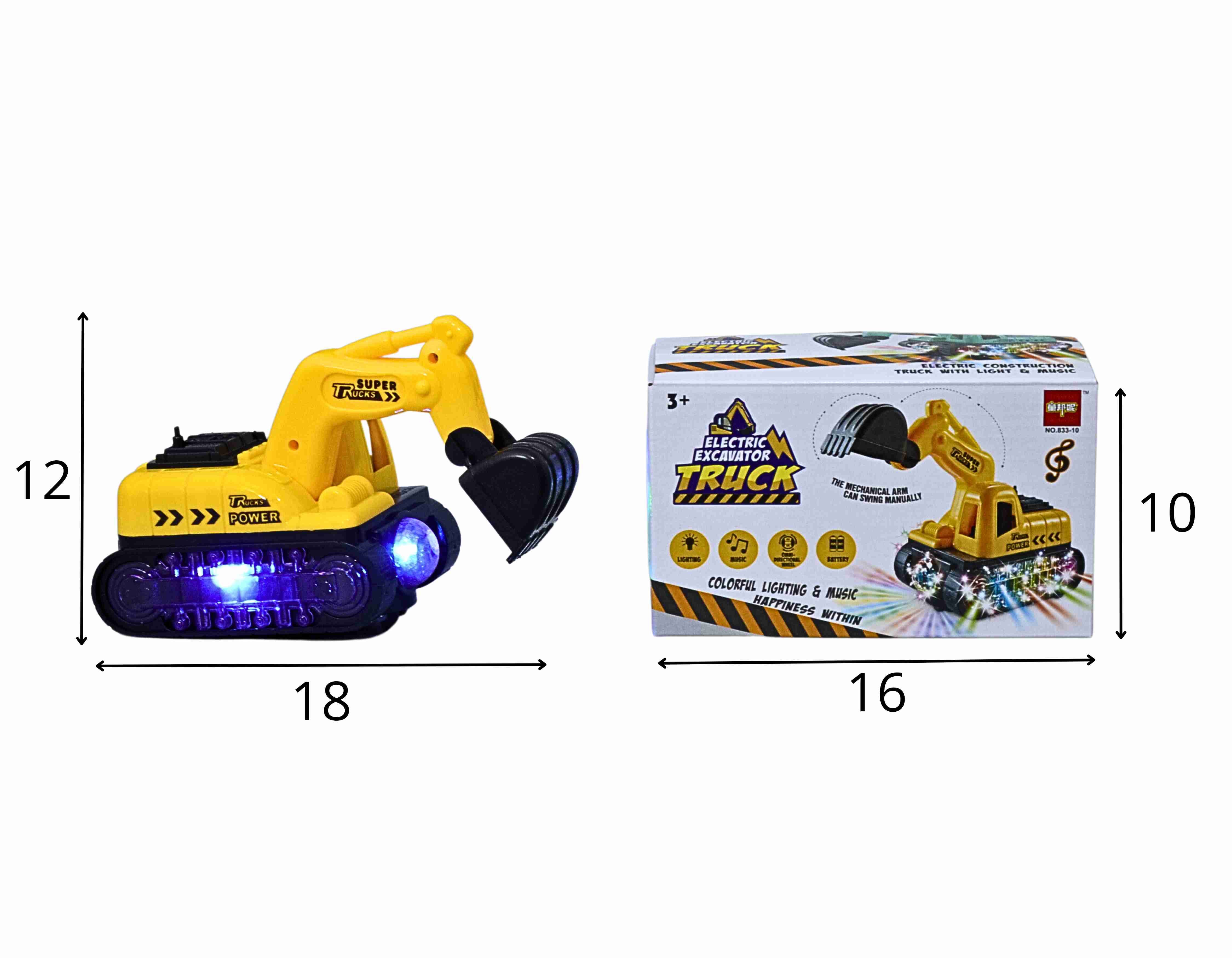 D - RETROESCAVADEIRA A PILHA COM SOM E ILUMINAÇÃO, BATE E VOLTA