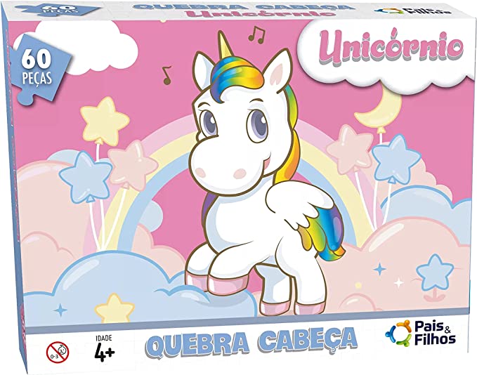 X - QUEBRA CABEÇA UNICÓRNIO COM 60 PEÇAS