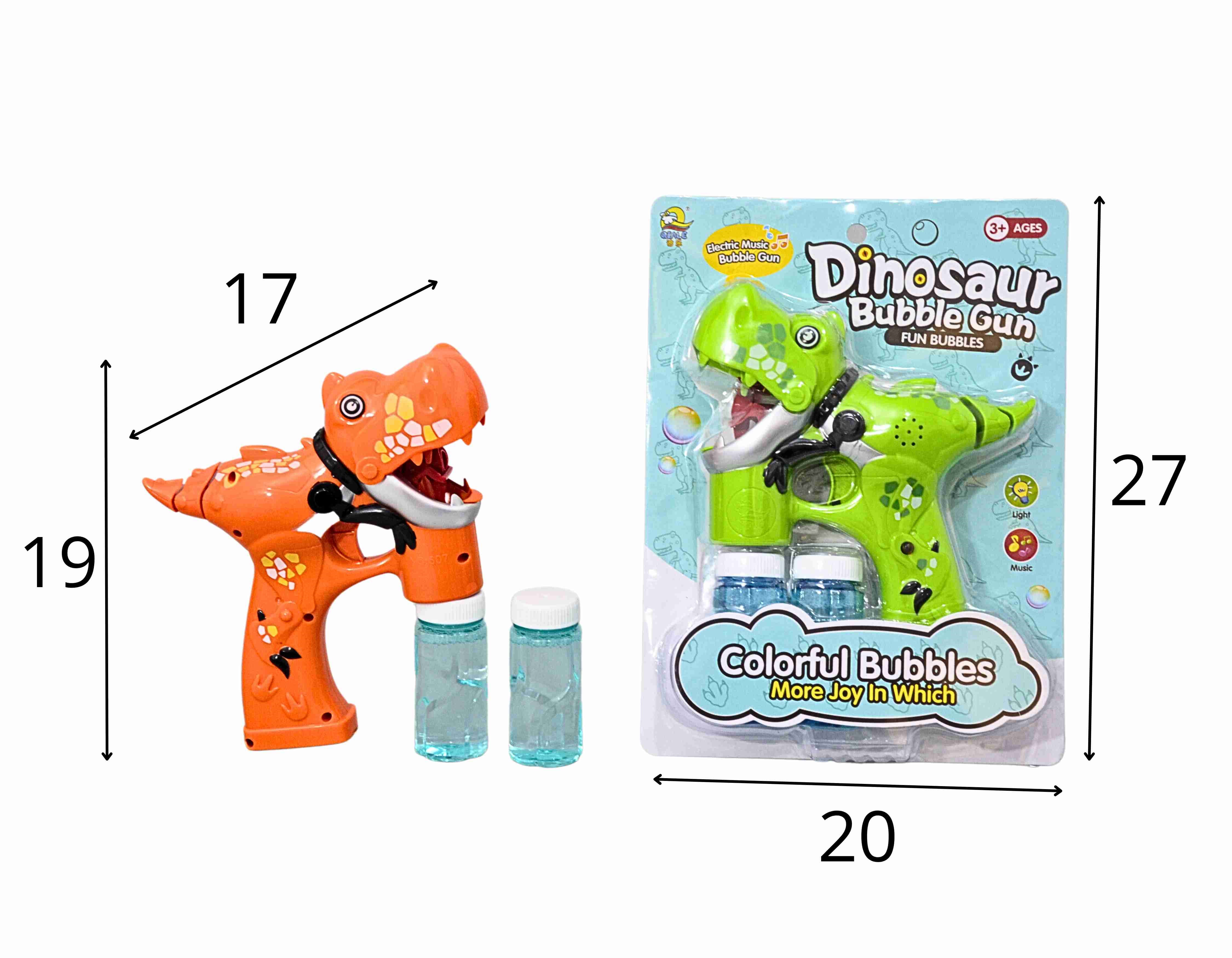 D - LANÇA BOLHAS DINOSSAURO A PILHA COM SOM, LUZ E CORES VARIADAS (PRODUTO MUITO BONITO)