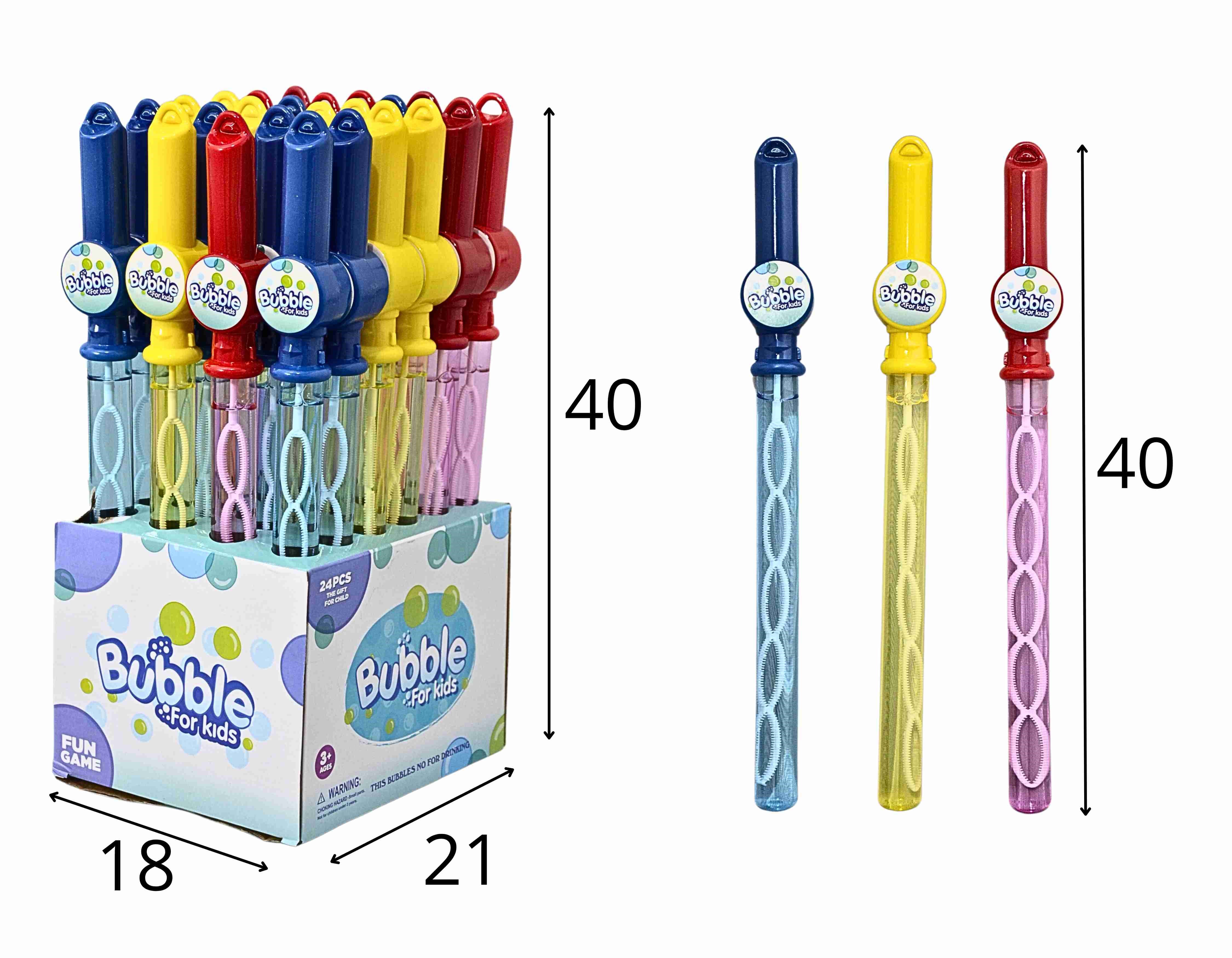 B - BASTÃO LANÇA BOLHAS DE SABÃO NO DISPLAY COM 24 PEÇAS E CORES VARIADAS 