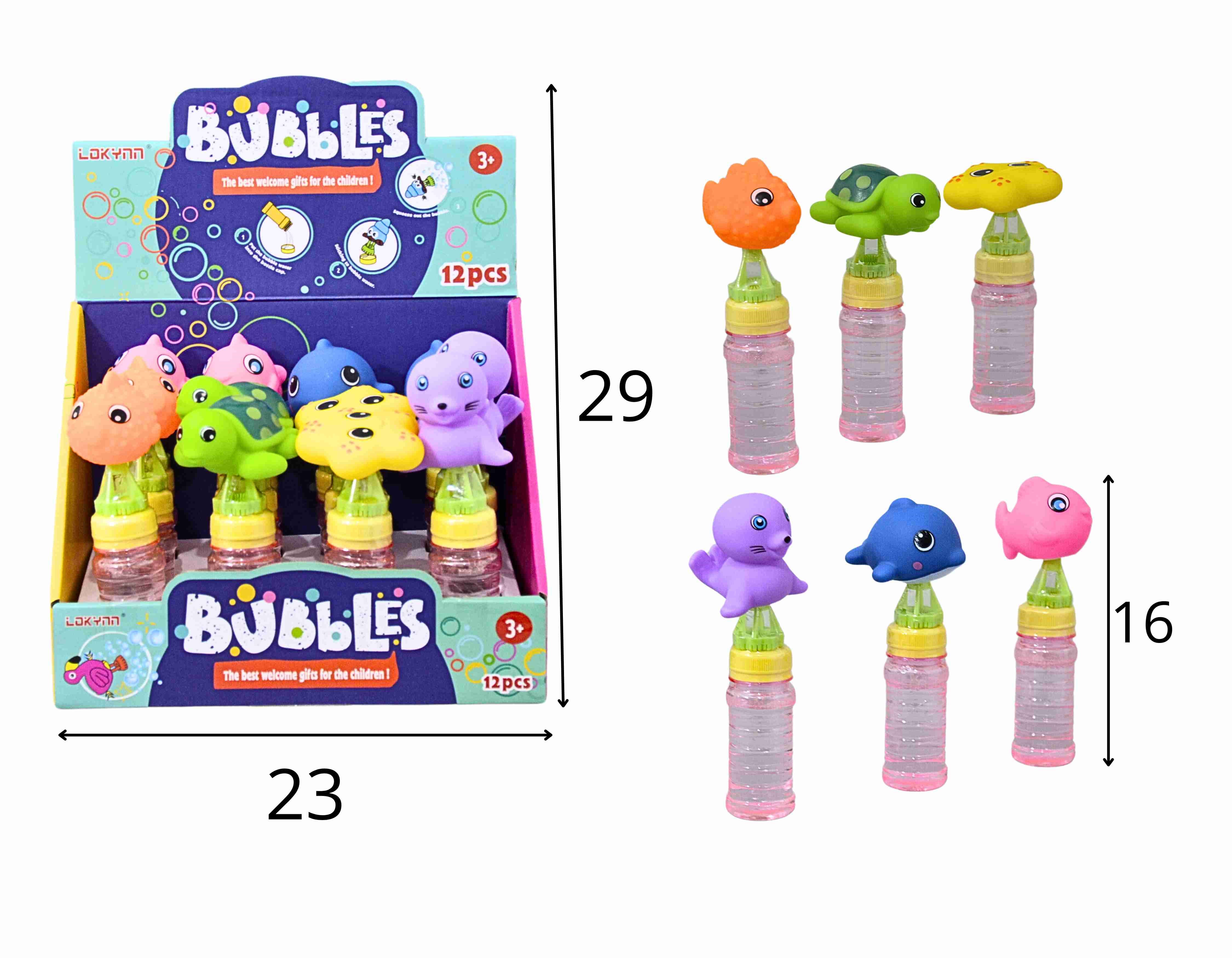 B - BASTÃO LANCA BOLHAS ANIMAIS MARINHOS NO DISPLAY COM 12 PEÇAS, CORES E MODELOS VARIADOS