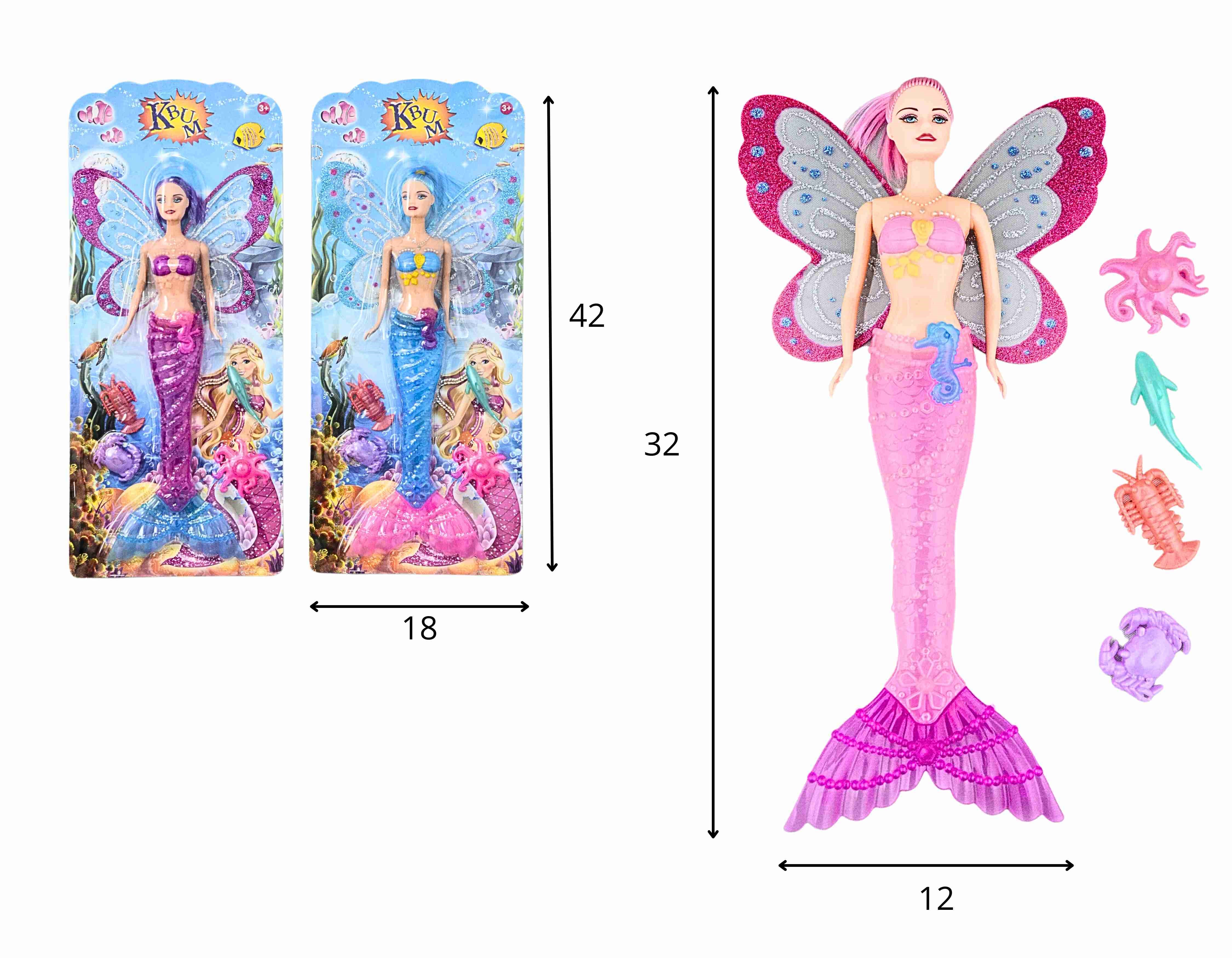C - BONECA SEREIA COM ASAS E ACESSÓRIOS COM LUZ E CORES VARIADAS